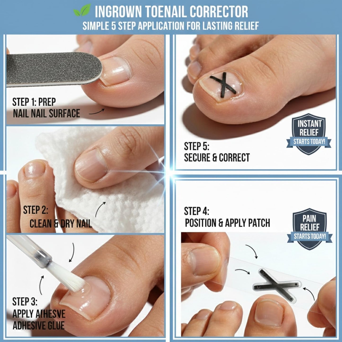 Titanium Alloy Ingrown Toenail Corrector 6PCS, Curved Nail Correction Tools Kit for Toenail Care