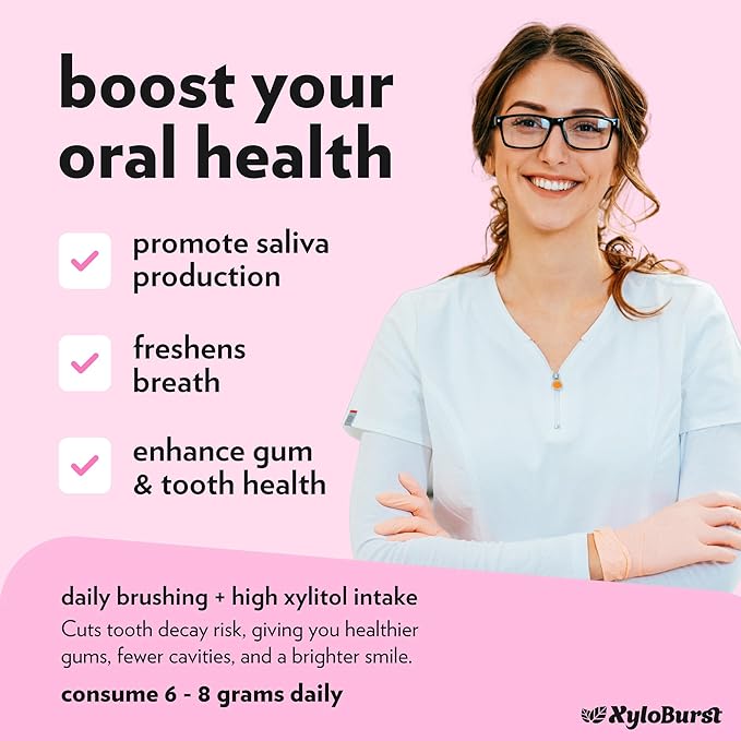 XyloBurst Gum | Xylitol Chewing Gum | Sugar Free, Gluten Free, Keto Friendly | Aspartame Free Gum For Oral Health | Bubble | 500-Count Bag
