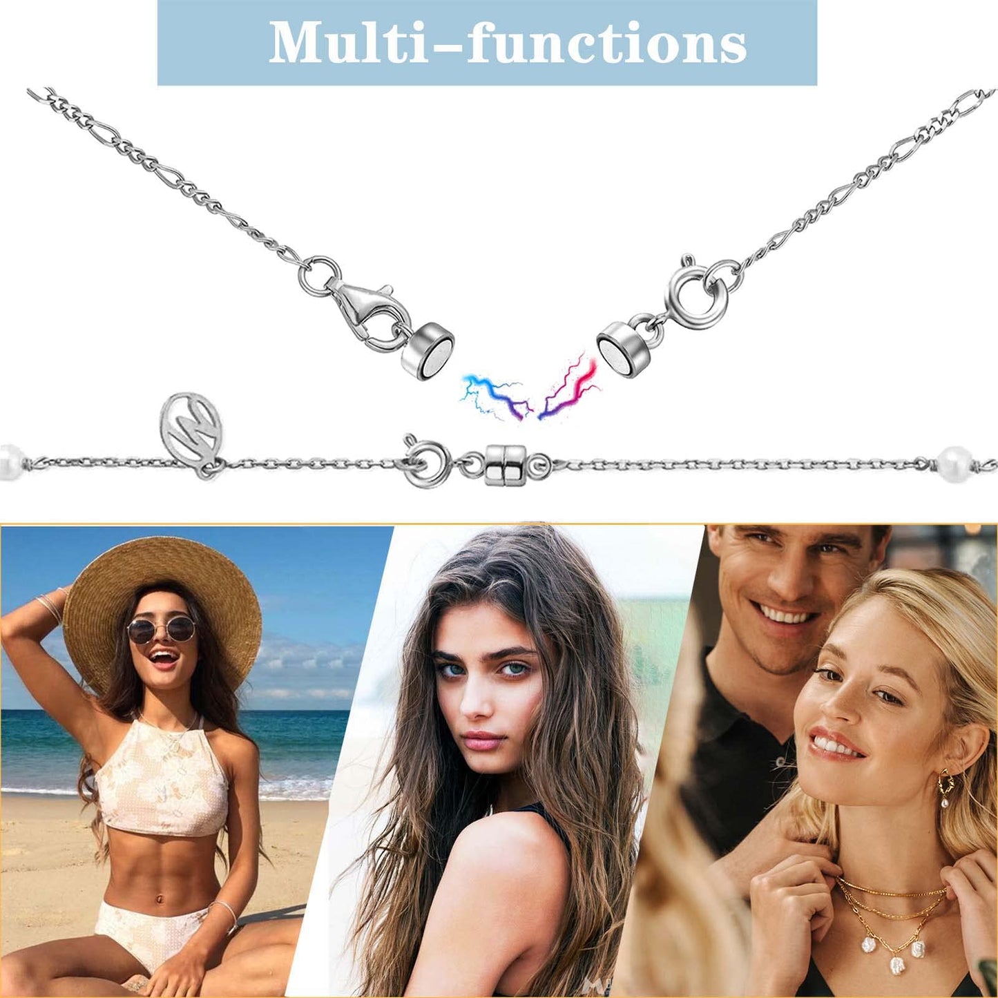 Necklace Clasps and Closures 14 K Gold and Silver Jewelry Converters for Bracelets Extender