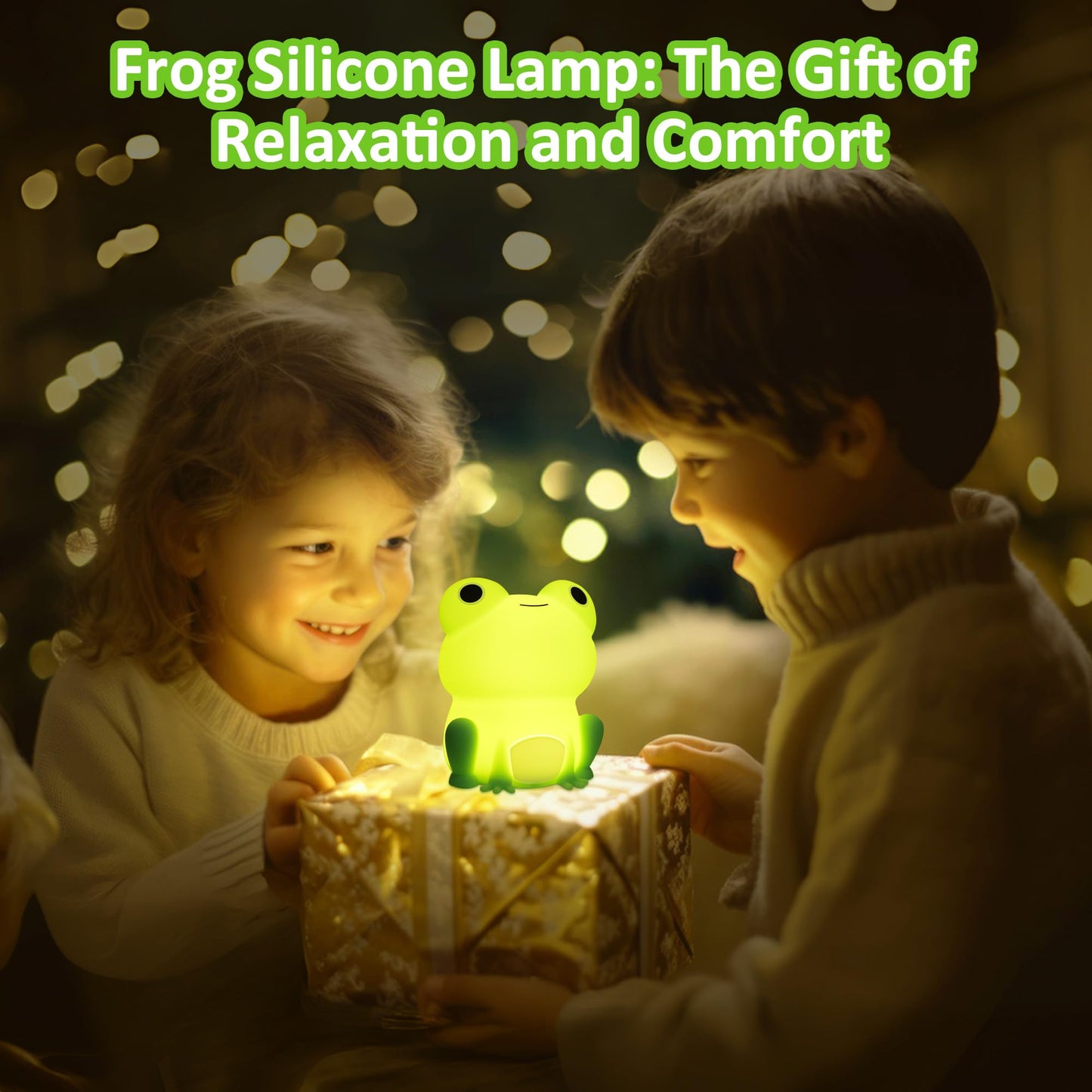 OkiyiD Frog Night Light for Nursery, Rechargeable Dimmable Bedside Lamp with Touch Control(ABS+SIL), Portable Kids Gift for Girls, Boys, Babies