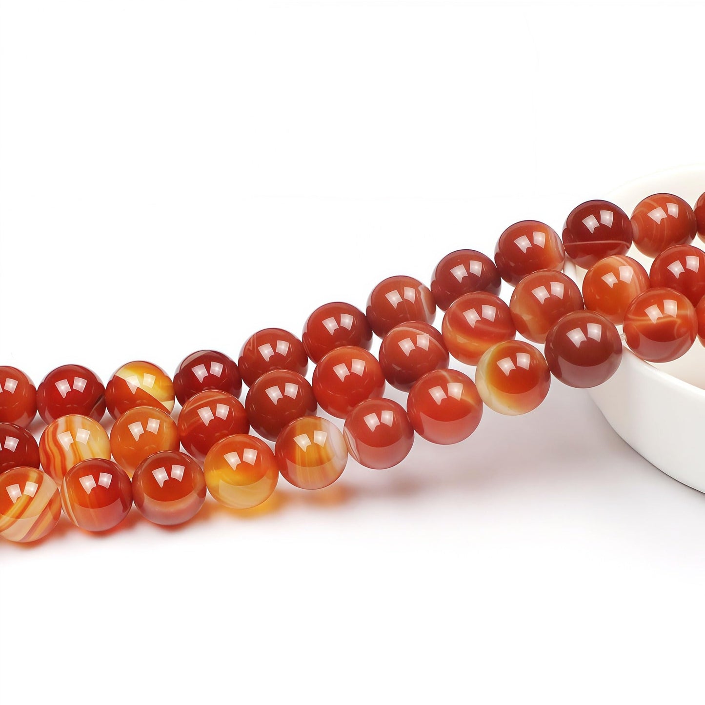 MJDCB Natural Red Striped Agate Beads Round Loose Beads for Jewelry Making DIY Bracelet Necklace (6mm)