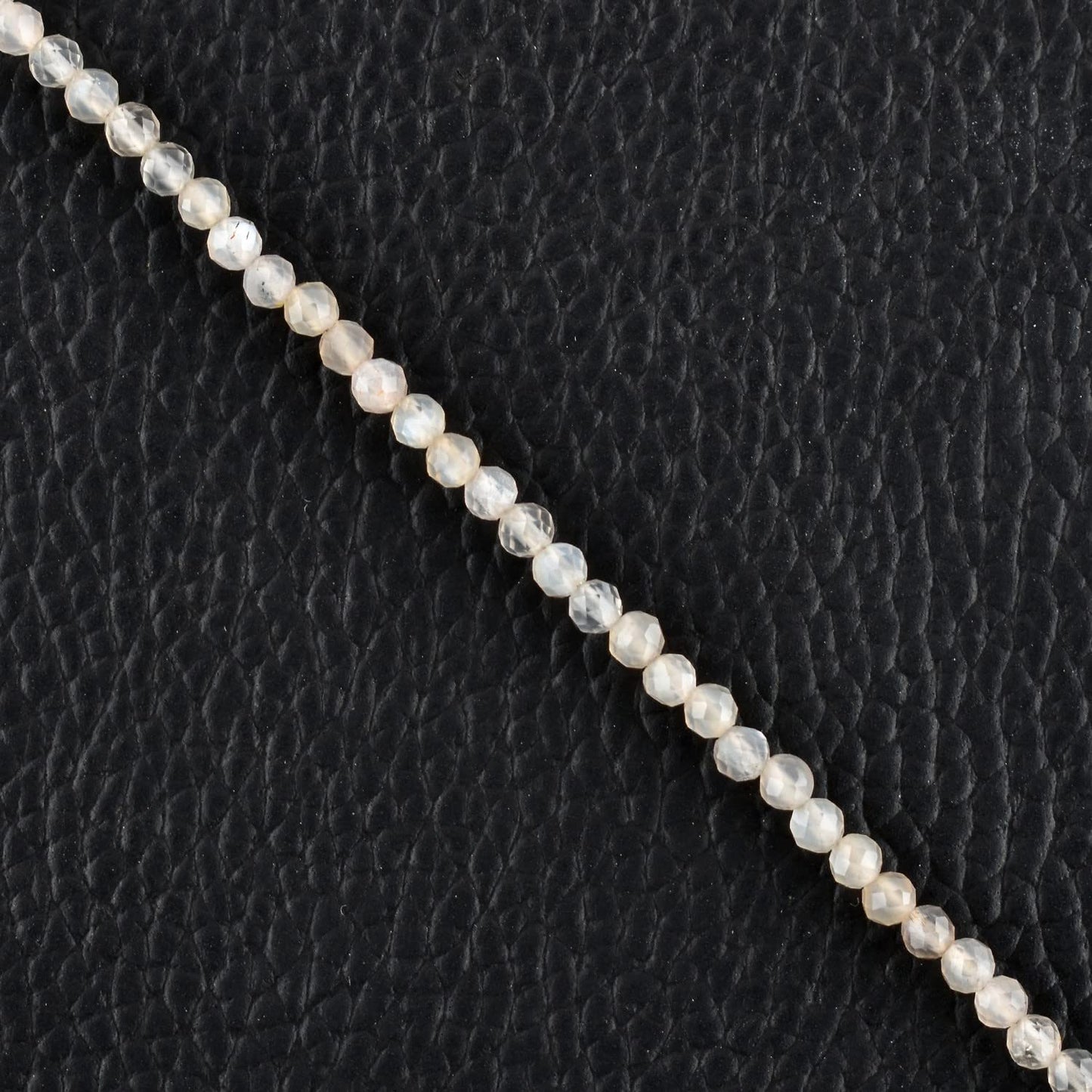 QNAVIC Grey Moonstone Micro Beads Dainty Bracelet for Women, Natural Gemstone Jewelry, Healing Chakra Crystals June Birthstone Gift for Her, Silver Plated Chain 8 inch