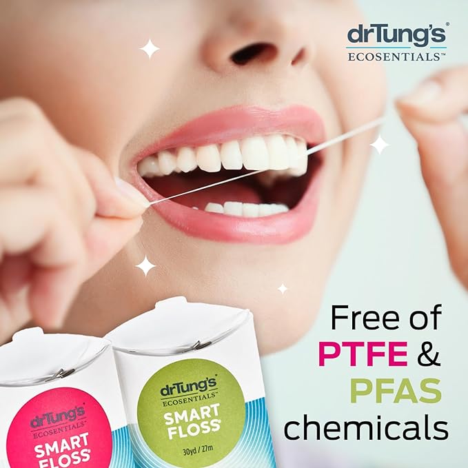 DrTung's Smart Floss - Natural Floss, PTFE & PFAS Free Floss, Gentle on Gums, Expands & Stretches, BPA Free - Cardamom Flavor, Colors Vary (10 Pack)