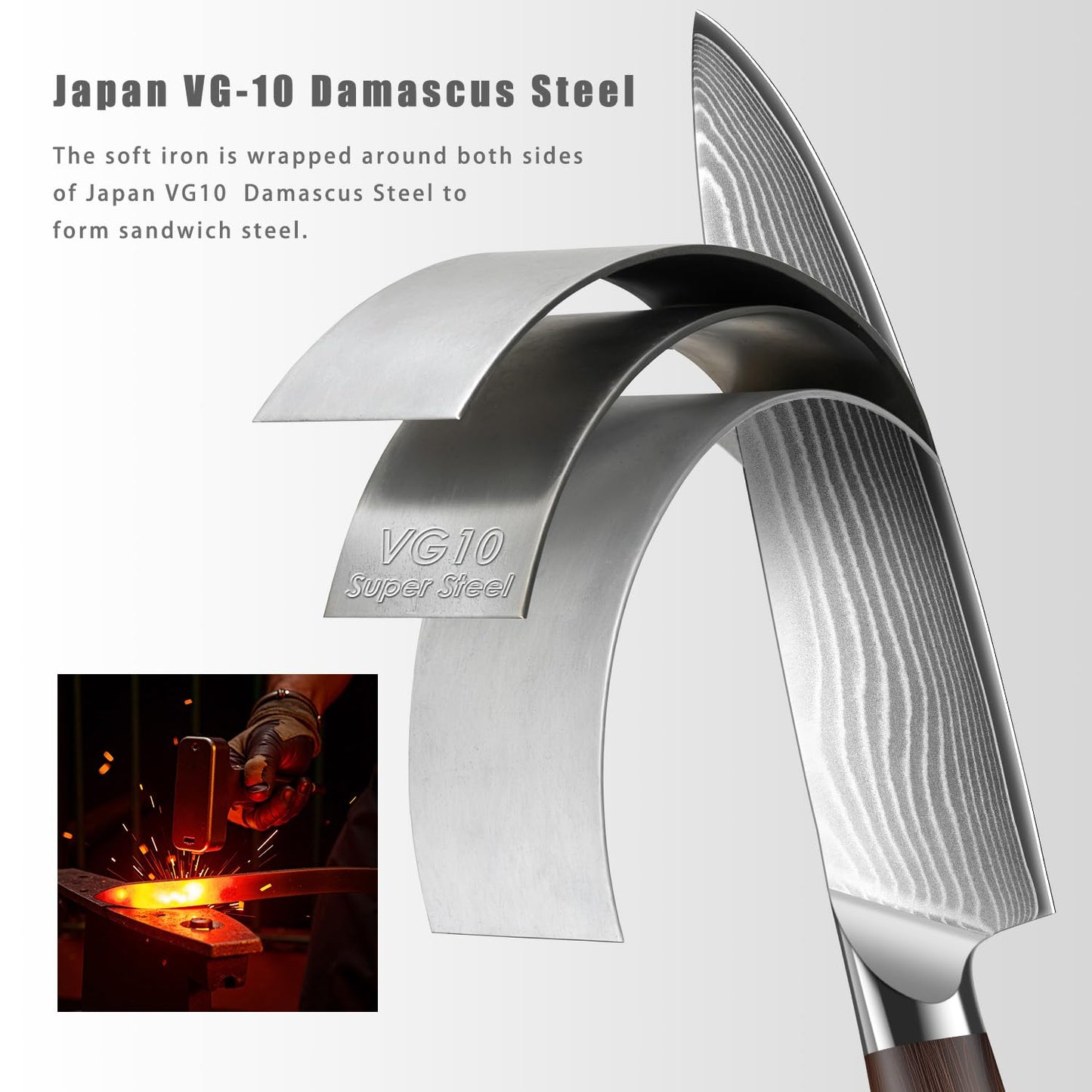 Chef Knife 8 Inch, Professional Damascus Japanese VG10 Damascus Steel Super Sharp Kitchen Knife, G10 Ergonomic Color Wooden Handle with Luxury Gift Box