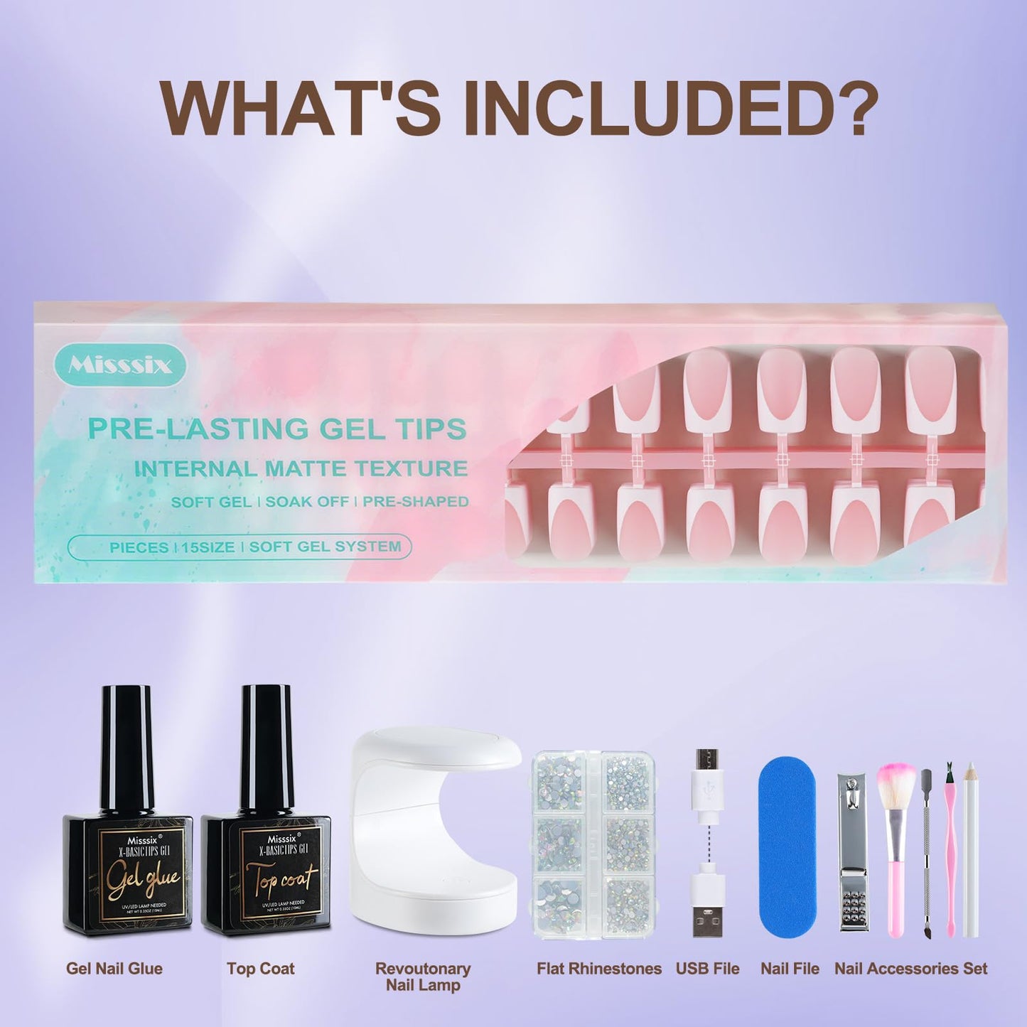 Misssix Deep French Tip Press On Nails, 160Pcs French Gel Nail Tips Short Square, Pink White Soft Gel Fake Nails, X-BASIC Tips Starter Kit for Nail Art DIY 16 Sizes