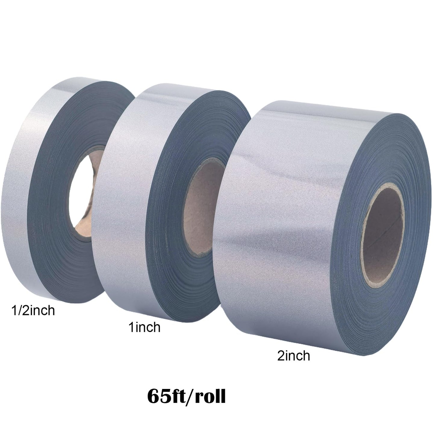 NOZUONO Reflective Heat Transfer Vinyl - Stretchable HTV for Sports Apparel, 65ft Roll - High Visibility, Flexible, Iron On, Easy to Cut for T-Shirts, Jackets, Bags (Silver) (1/2 inch x 65ft)
