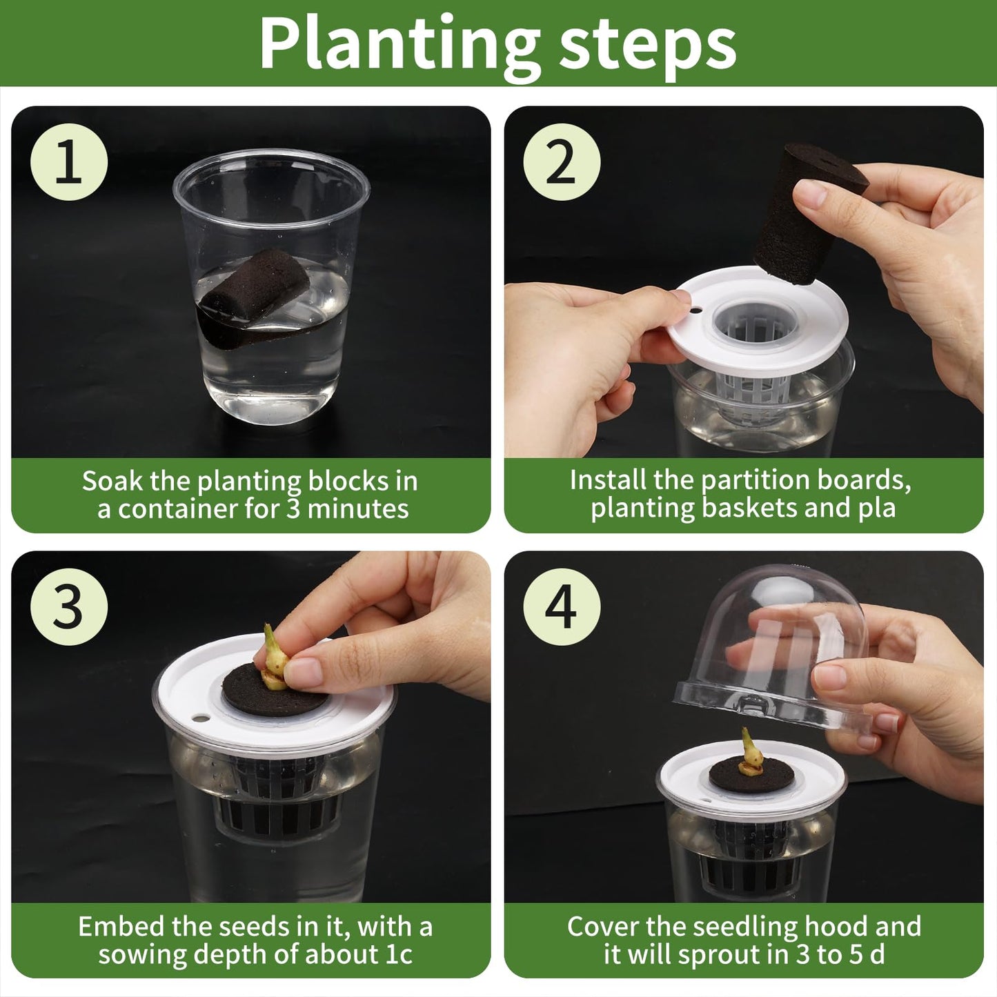 Ronyes Clear Hydroponic Nursery Kit with Vented Humidity Domes 8 Packs, Corms Growing Container, Hydroponic Growing System, Tissue Culture Acclimation Kit