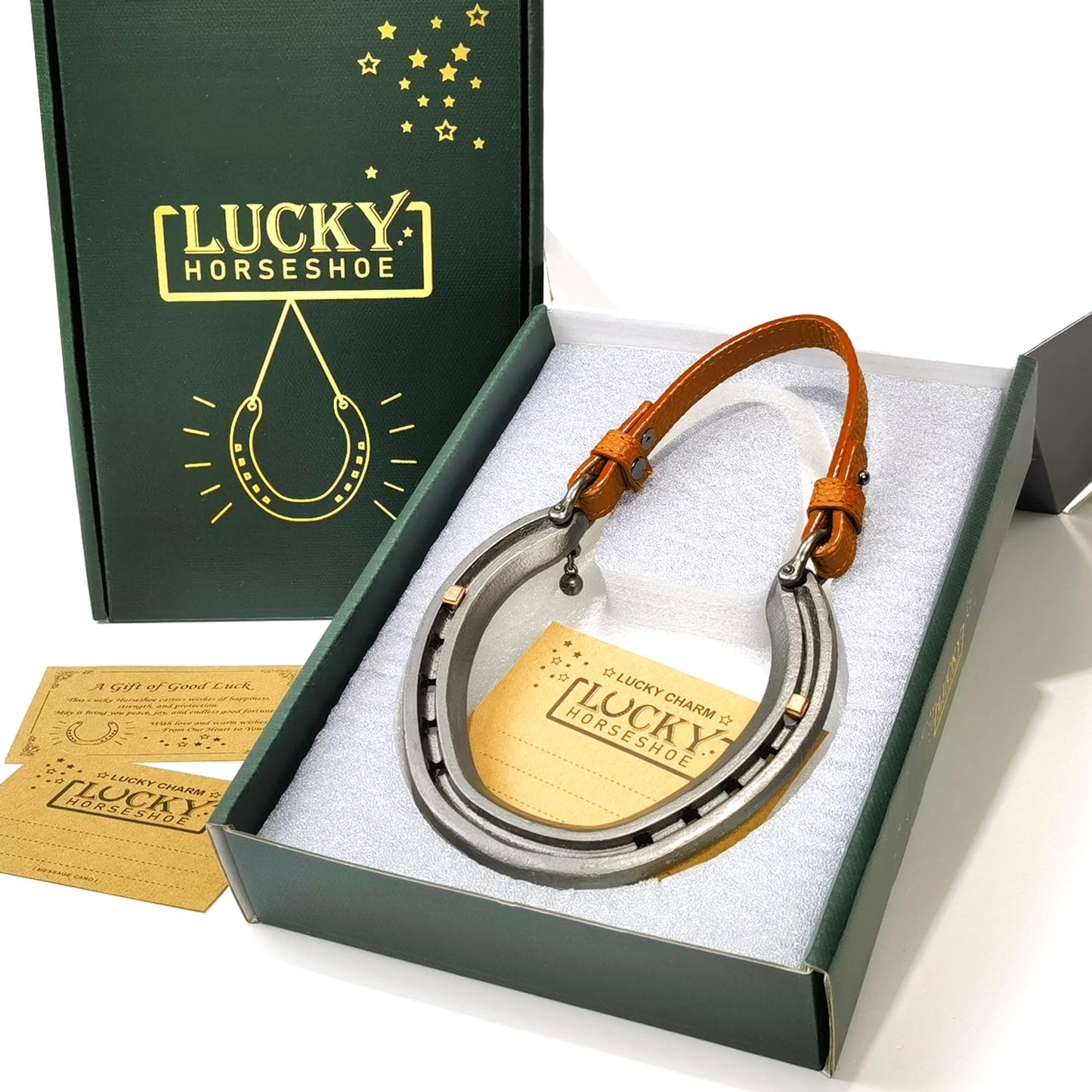 MatchWhiz Lucky Horseshoe Gift Sets, Horseshoe ornaments, ‌Handcrafted Meaningful Gift for Housewarming Wedding or Anniversary, Rustic Home Wall Decor, Includes Present Box and Message Card