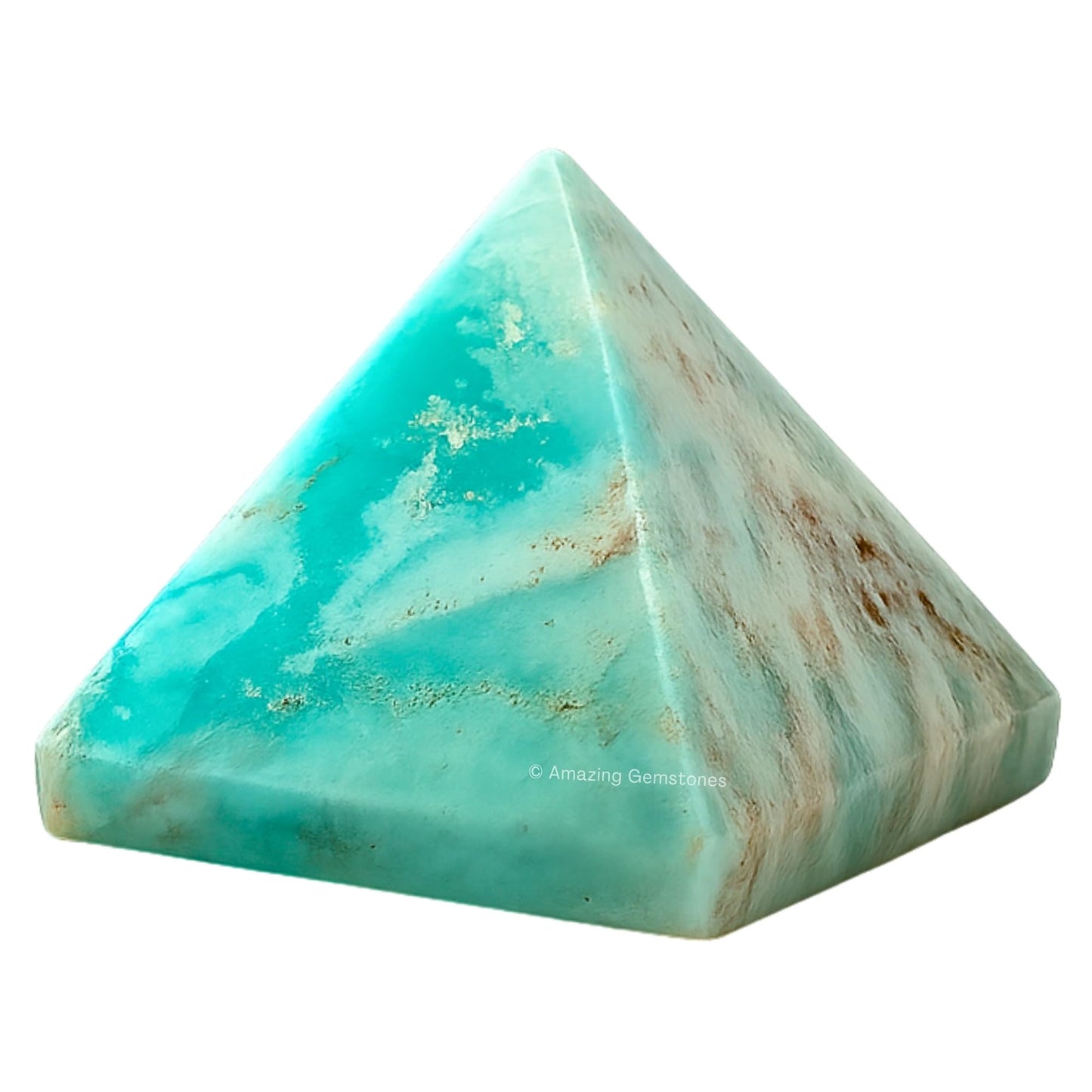 Amazing Gemstone Carribean Calcite Pyramid Crystal Healing Stones - 2" Great Pyramid Figurine of Natural Stone Pyramid for Meditation, Reiki, Chakra Balancing and Crystal Pyramids Grid