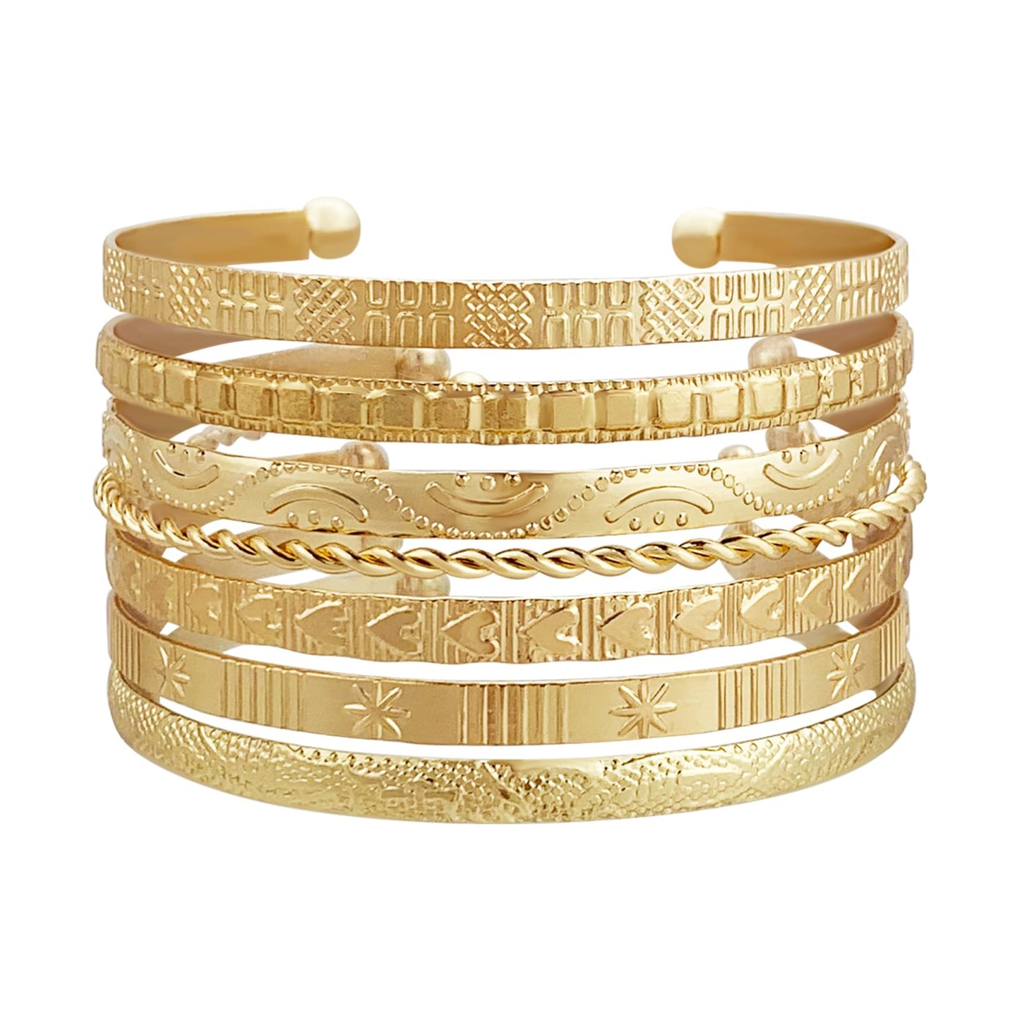 FUNOJOY Bangle Bracelets Set for Women, Multi Layer Stackable Cuff Bracelets, Boho Open Adjustable Bangle Jewelry Gift for Her