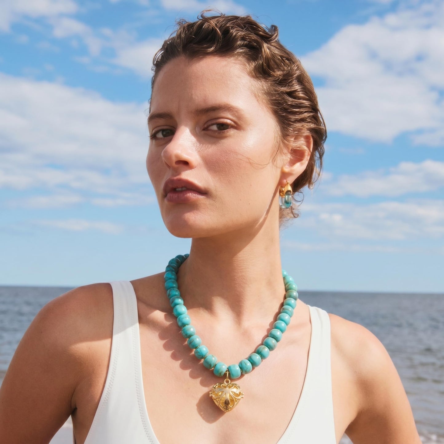 MIUSISHIYU Chunky Essential Oil Diffuser Necklace, Boho Cross Locket with Lava Stone, Christian Faith Statement Jewelry Gift