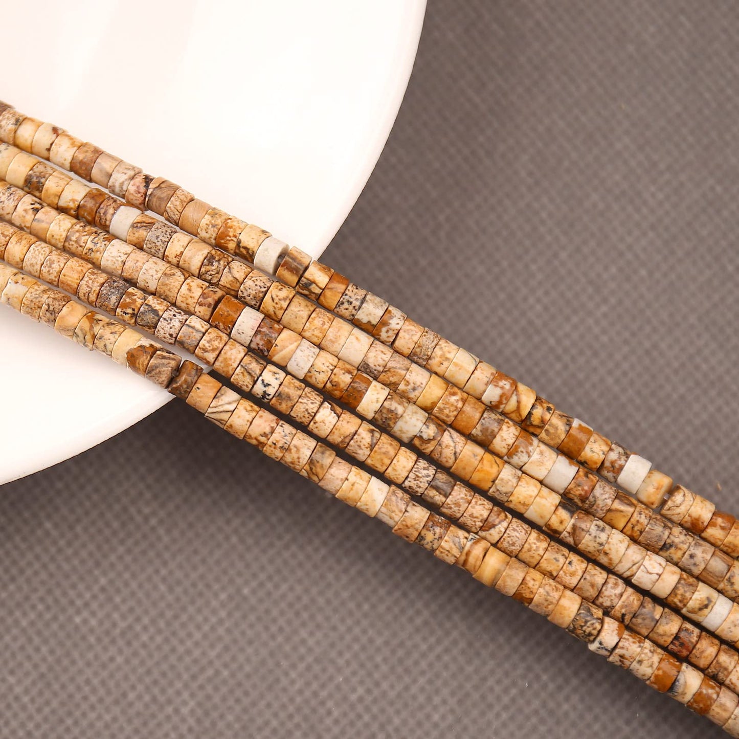 150PCs Natural Picture Jasper Spacer Beads, Loose Semi Precious Flat Round Gemstone Heishi Disc Stone Beads for Beading Jewelry Making 4mm*2mm 38cm
