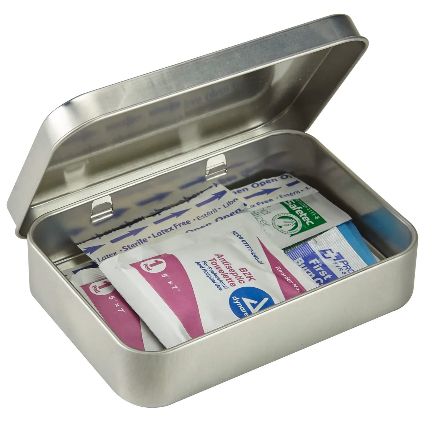 Compact First Aid Kit Mini Tin Box (2 Sets) - Small Storage Container w/Hinged Lid for Bandages, Medicine Pills, Outdoor Survival Kit
