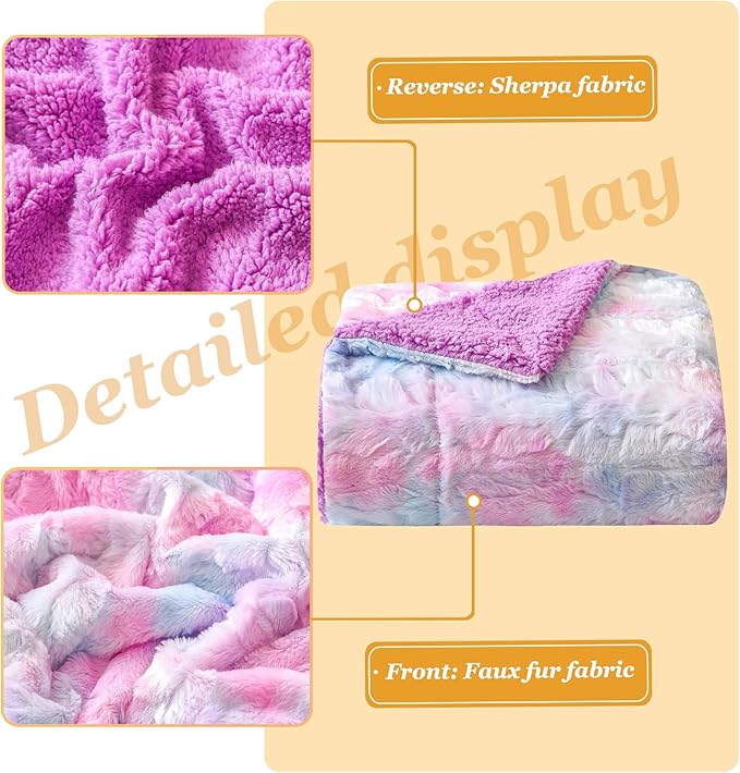 NEWCOSPLAY Super Soft Faux Fur Throw Blanket for Couch Multi Purple Sherpa Fuzzy Plush Warm Blanket for Sofa Bed (Multi Purple, Throw(50"x60"))