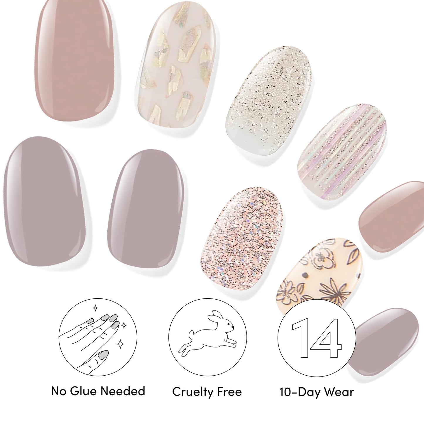 Dashing Diva Gloss Nail Strips Bundle - The Best Sellers Collection - Lavender Dreams & After Glow - UV Free, Chip Resistant, Long Lasting Gel Stickers - Contains 2 Sets