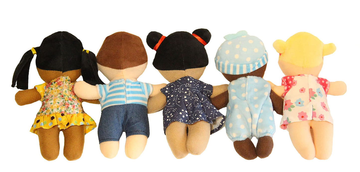 Making Believe Diversity Buddies - Multicultural Plush Dolls Set, Diversity Toys for Kids - Daycare & Home, 8" - 5 Pcs
