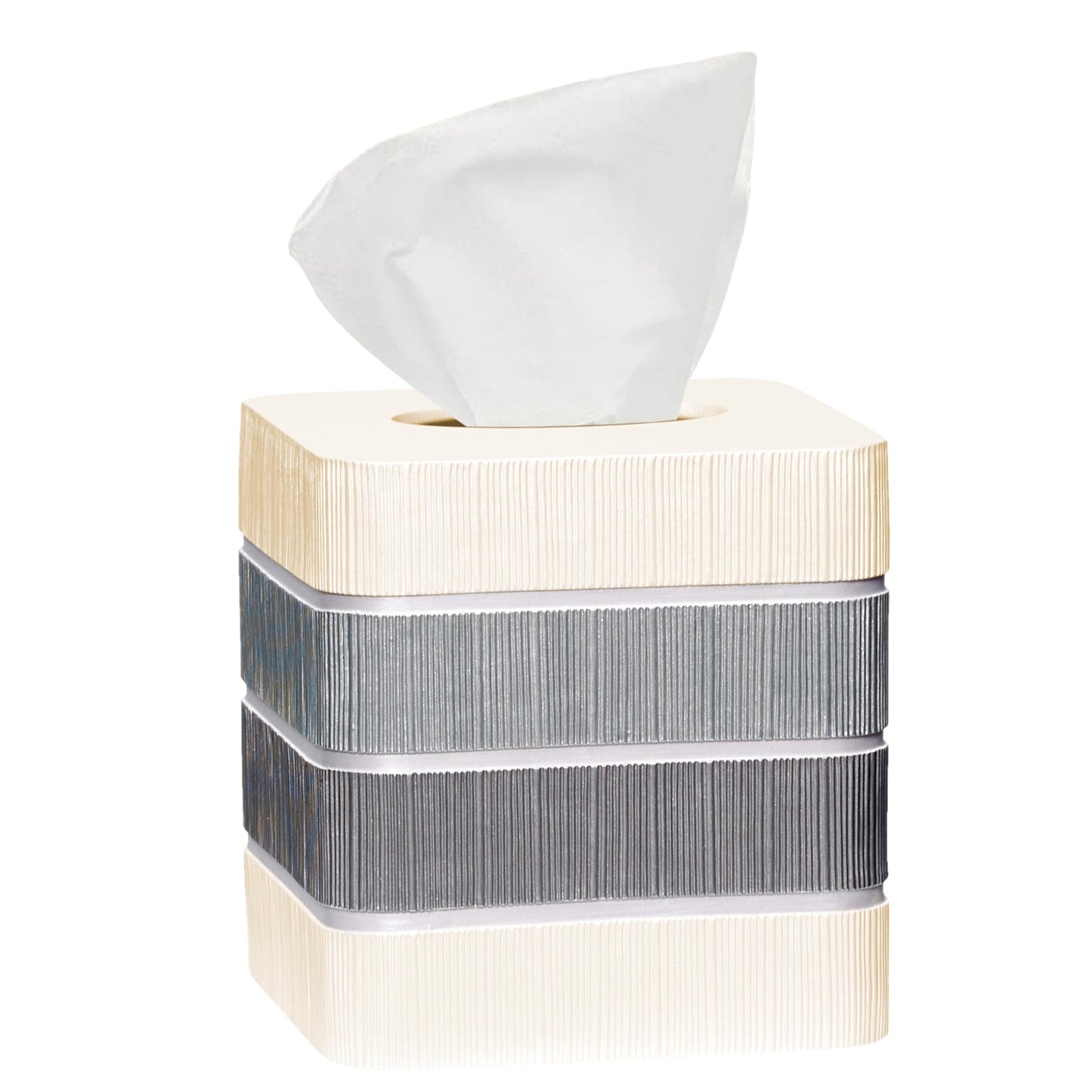 Resin Tissue Box Cover for Modern Home Decor - Minimalist Square Tissue Box Holder for Guest Room, Bedroom, Bathroom, Tabletop & Office - Durable and Aesthetic Tissue Holder, Modern