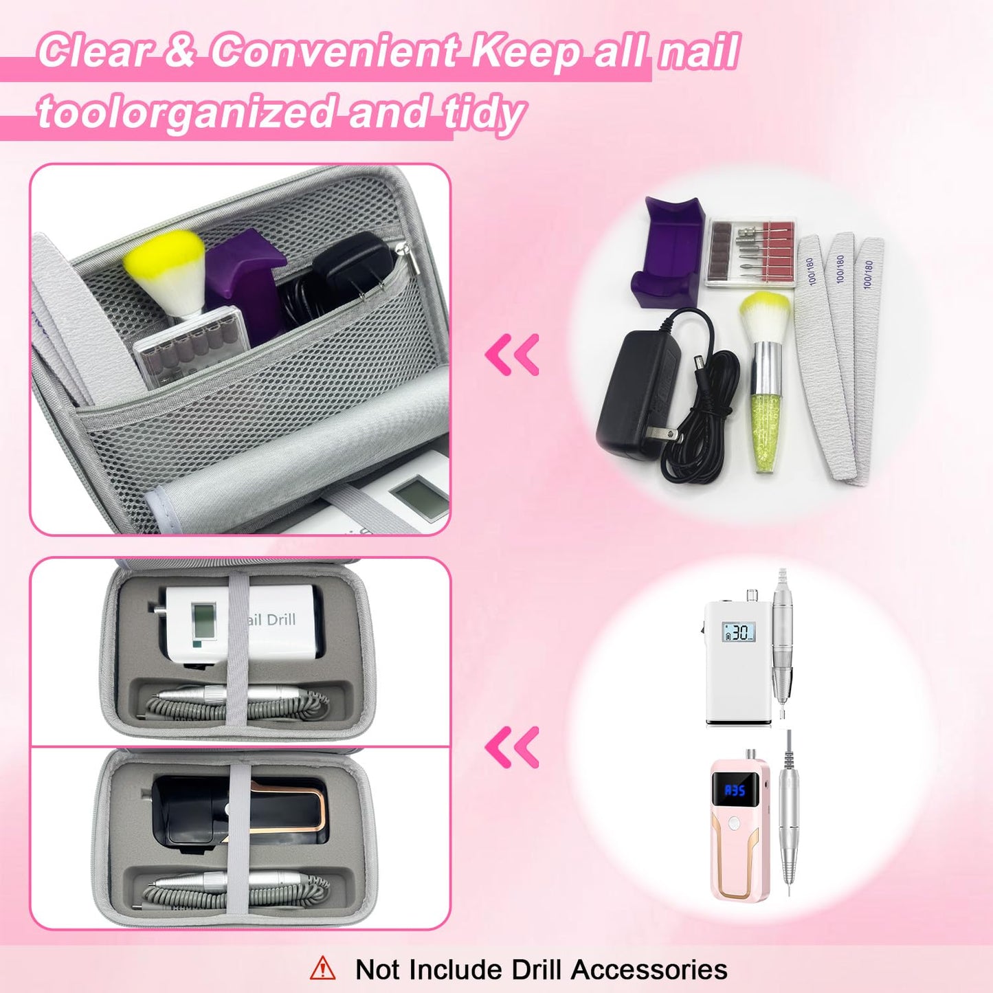 Thowapou Nail Drill Storage Case Compatible with MelodySusie/MOCOWIND Professional Electric Nail Drill Machine, for Travel Nail Drill Machine Storage Pouch Professional Bag (Case Only)