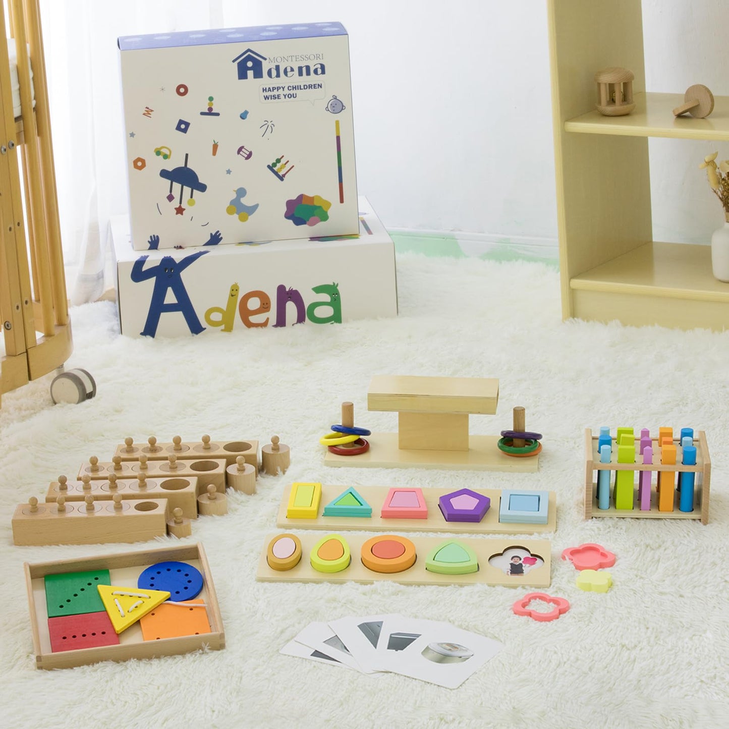 Adena Montessori Play Kit for 22-24 Months Baby Developmental Playset for Toddlers Preschool Learning Toys, Medium