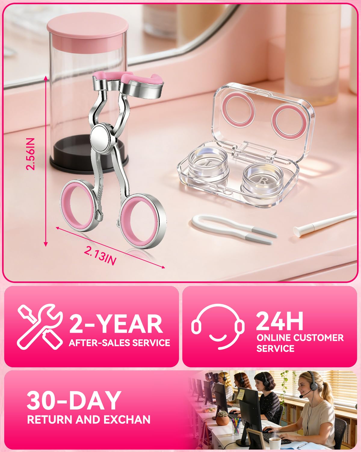 2026 Upgraded Contact Lens Applicator Tool【3-Step Easy Wear】【3.0 Precision Alloy & Natural Silicone】0 Shift, Ultra-Smooth Lens Insertion Removal Kit for Home Travel Use (Rose Pink)