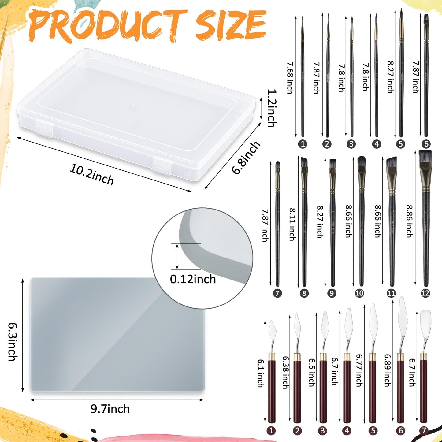 Nuanchu 22 Pcs Painting Starter Kit for Beginners, Tempered Glass Paint Palette, Stay Wet Palette Box with Lid, Brushes, Knives, Sponge, All-in-one Art Set Gift for Beginners, Artists & Painters