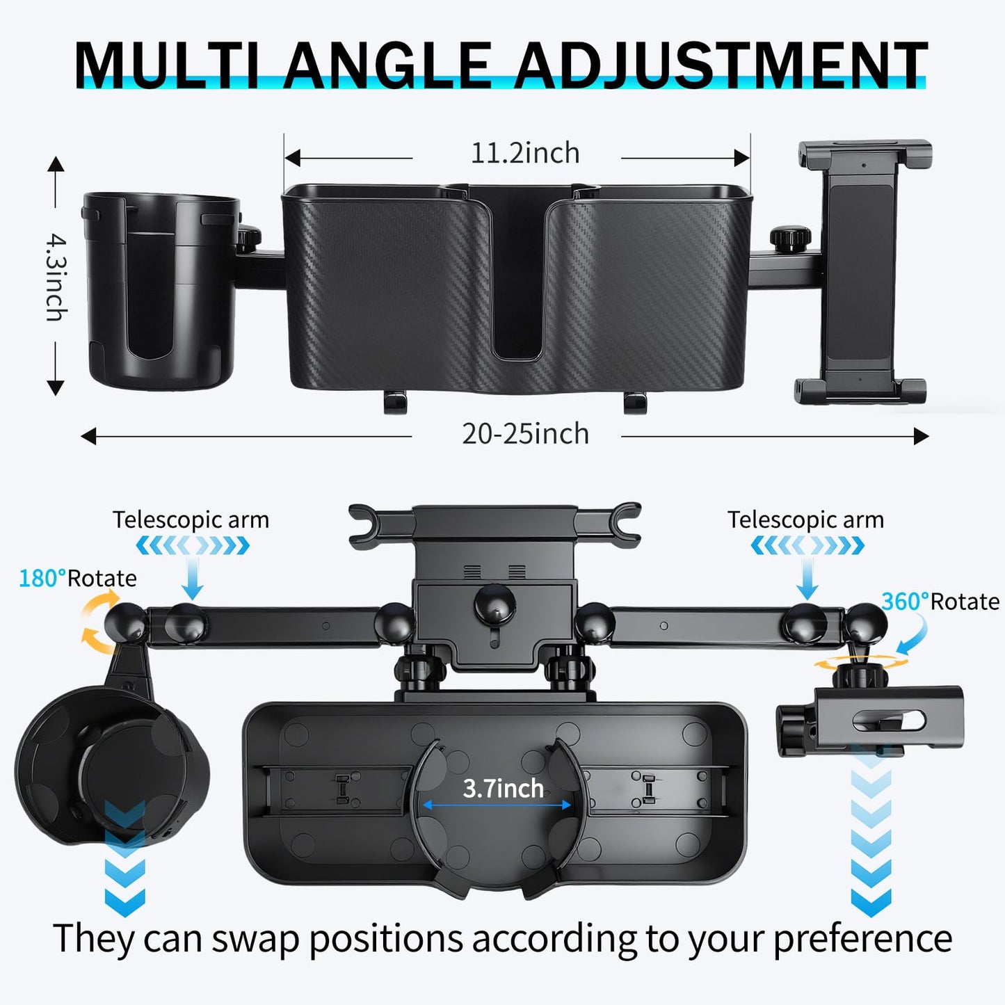 Boost 3 in 1 Car Backseat Organizer, Back Seat Storage with Cup Holder, Tissue Box, Tablet & Phone Holder Hooks, Travel Accessories for Kids Trips, Family Rides & Daily, Essential Accessory