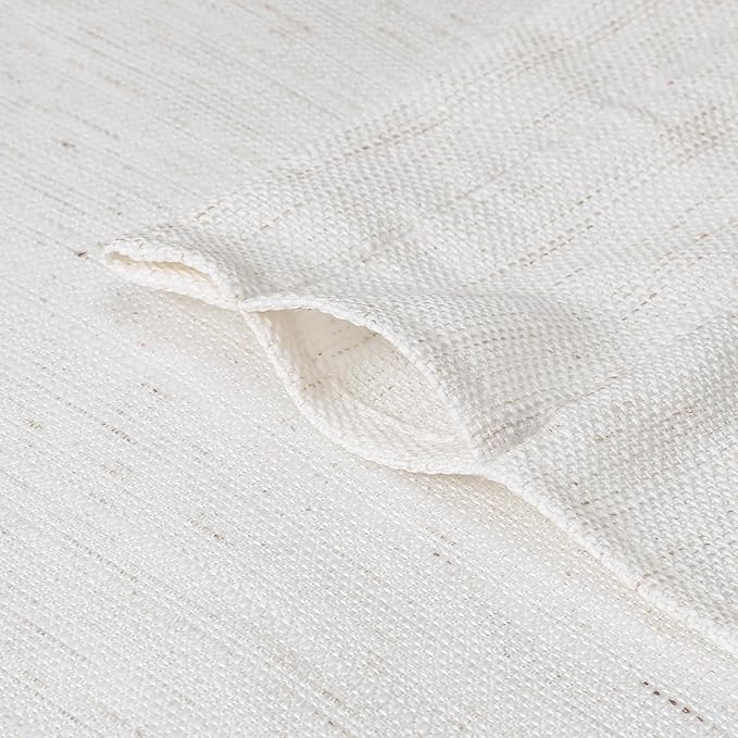 Chyhomenyc Bennet Natural Linen Curtains 30 Inch Length, Faux Linen Textured Small Cafe Curtains, Light Filtering Short Curtains for Bathroom Curtains Window, 30x30 Inch, 2PCS, Natural