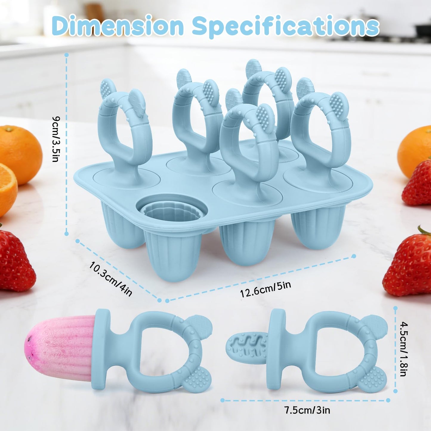 Silicone Baby Popsicle Molds with Sticks, Mini Popsicles Molds for Babies Breastmilk Popsicle Molds for Teething Relief, Frozen Treats Maker Popsicle Maker Ice Pop Mold for Toddlers Kids(Blue)