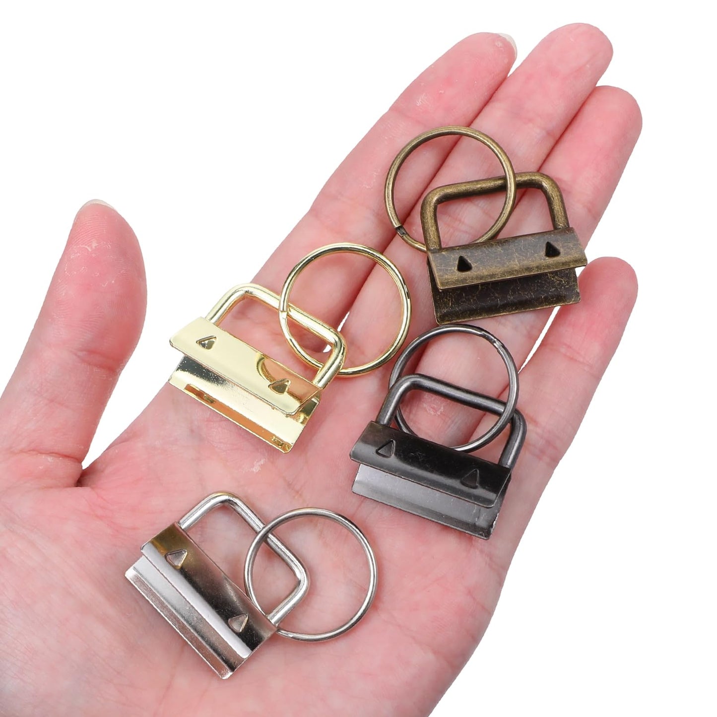 Kifmurase 40 PCS Key Fob Hardware 1 Inch Keychain Hardware Set with Split Ring for Keychain Wristlet, Lanyard, Crafts DIY Supplies for Gift(4 Colors)