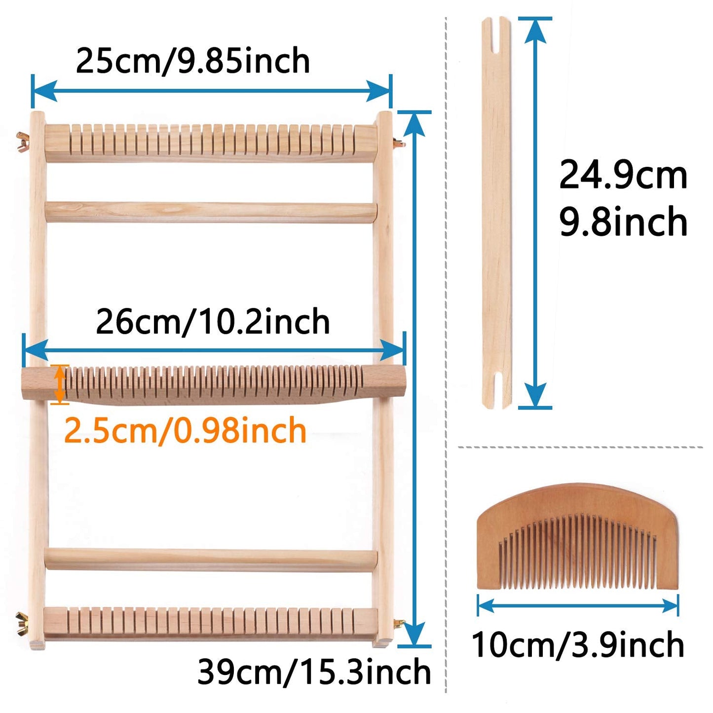 CYCHIRV Weaving Loom Kit, 15.2" H x 9.85" W Wooden Tapestry Looms, Warp Frame Loom Heddle Bar for Weave Board Weaver Tapestry Kids Beginner