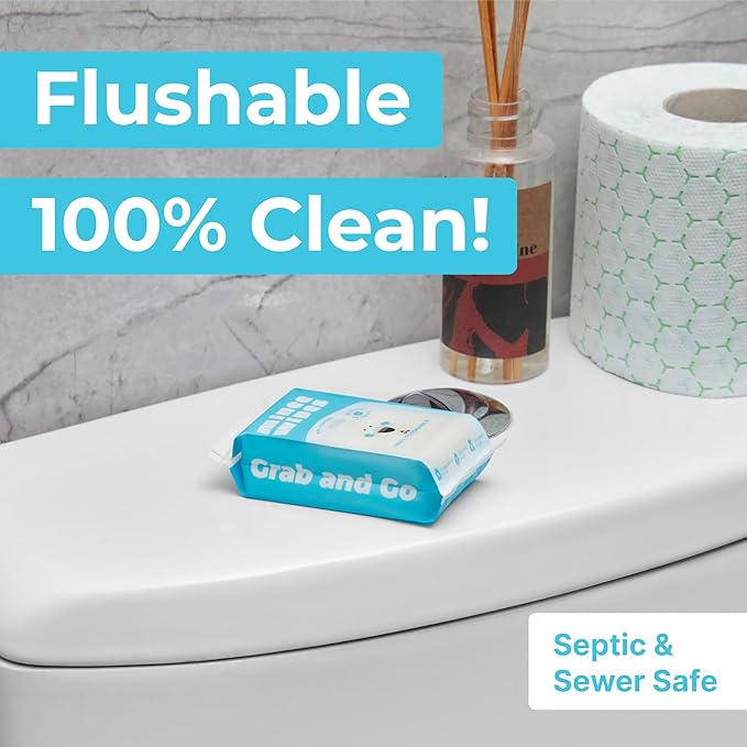 Impossibly Compact Travel Flushable Wipes - 99.5% Water and Aloe - Safe for Sensitive Skin, Hypoallergenic & Unscented - Travel Essentials for Adults, Kids & Baby Care - 24 Pack Total 144 Wipes