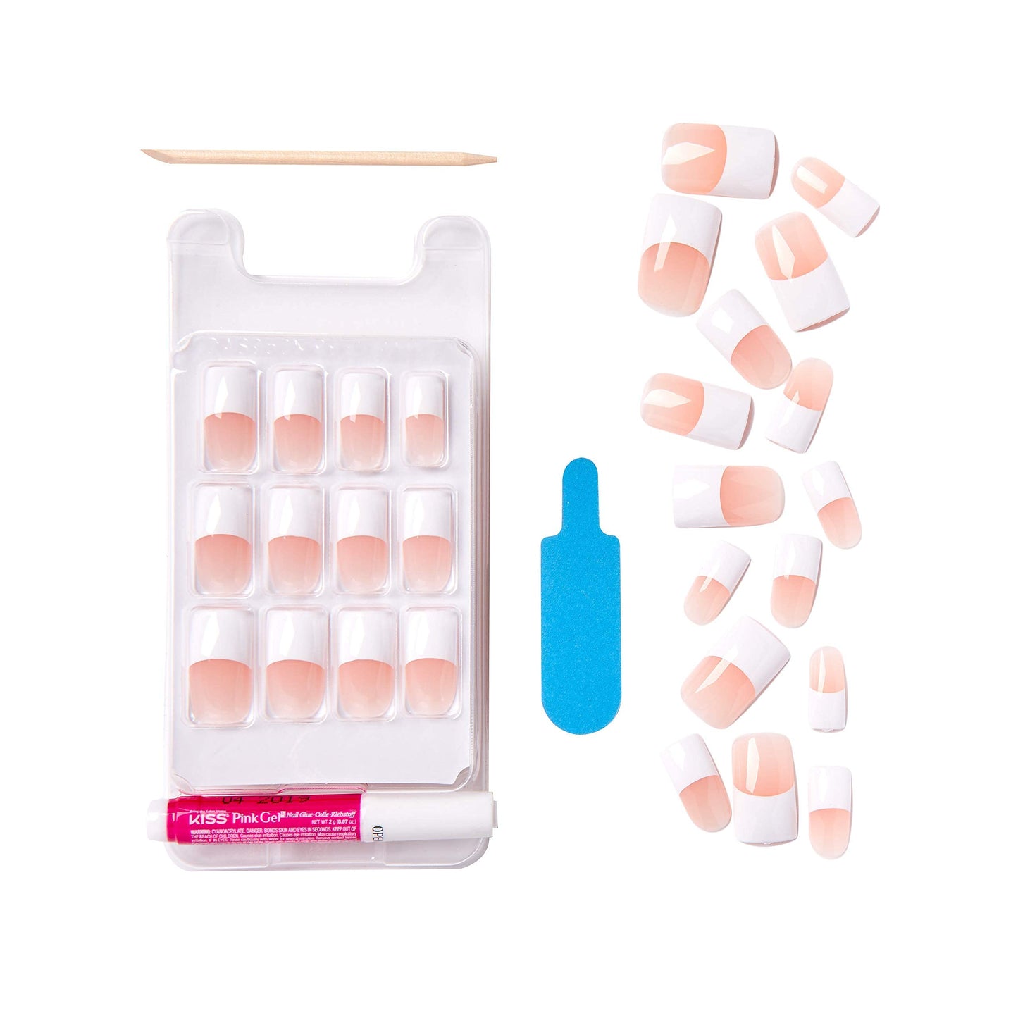 Kiss Salon Acrylic French 28 Count Long Length Nude (Pack of 2)