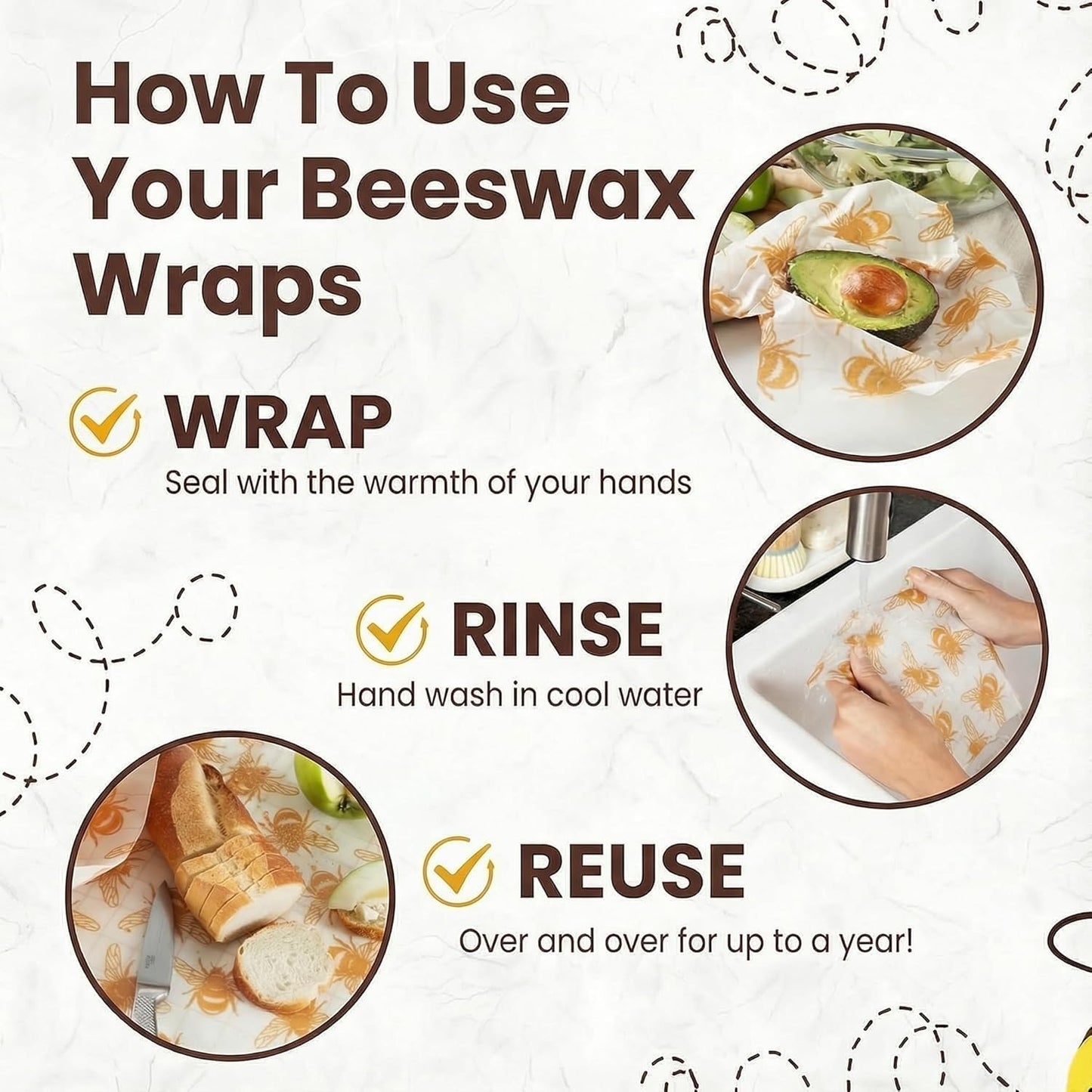 XXL Reusable Beeswax Wraps For Food - 14 x 55 in Roll | Cut to Size Bees Wax Wraps Reusable | Extra Large Beeswax Paper Sheet | Cute Bees Wax Roll for Food Wraps