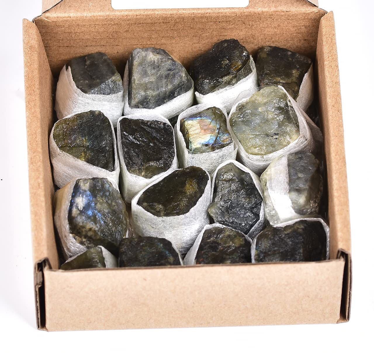 JIC Gem 12-16Pcs 0.7 Lbs Natural Rough Stones Labradorite Quartz Mineral Speciment Raw Stone Madagascar Crystal Bulk Rough Stones