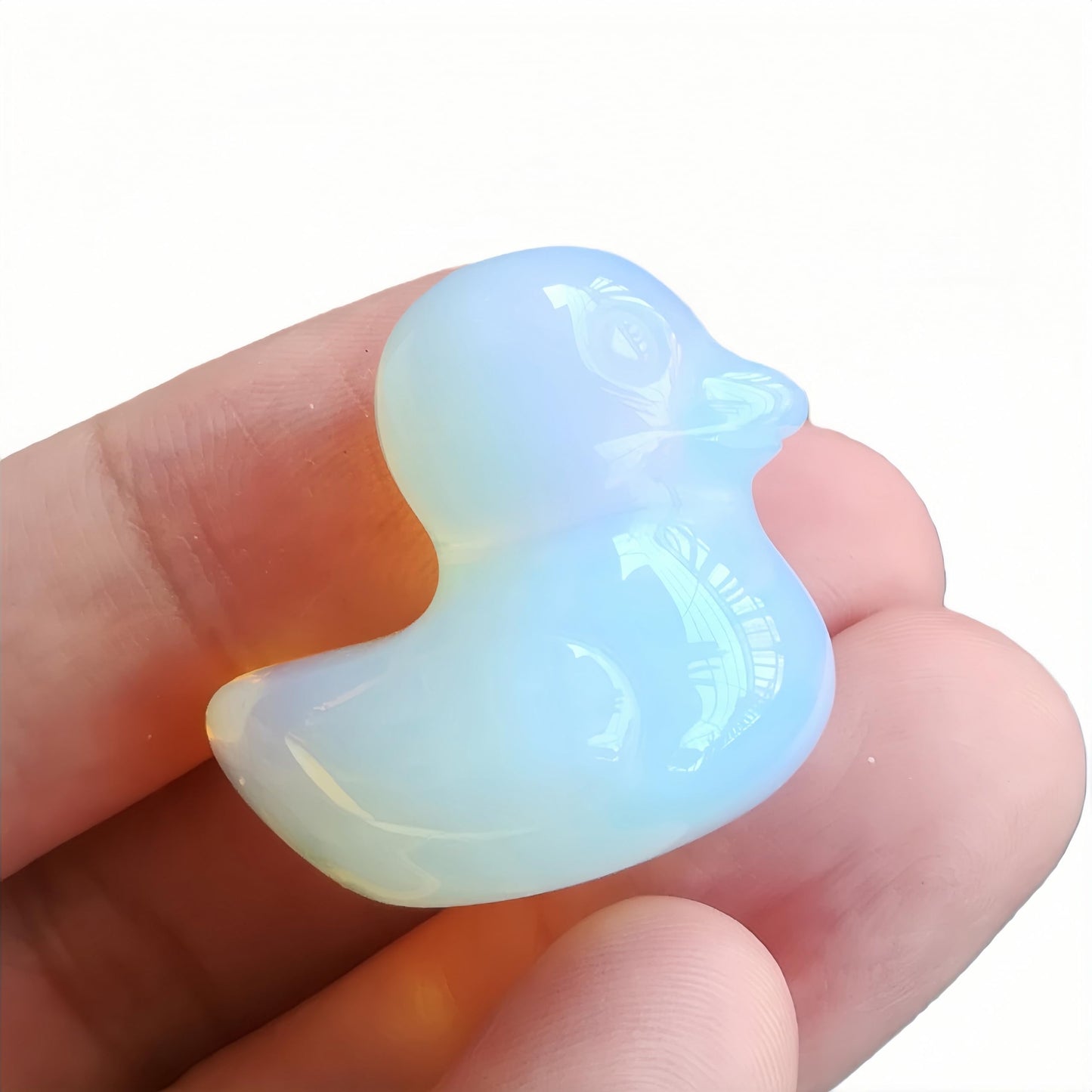 Bacatgem Synthetic Opalite Crystal Duck Carving Positive Energy Home Decoration Desk Decor,1.18 Inchs Crystal and Healing Stone Ornament