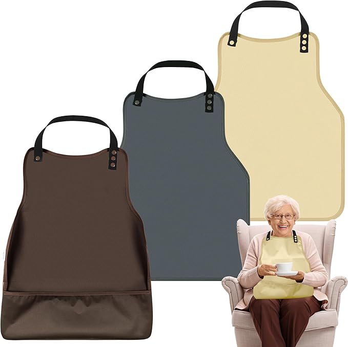 Adult Bibs-3 Pcs Washable Clothing Protector with Upgraded Crumb Catcher