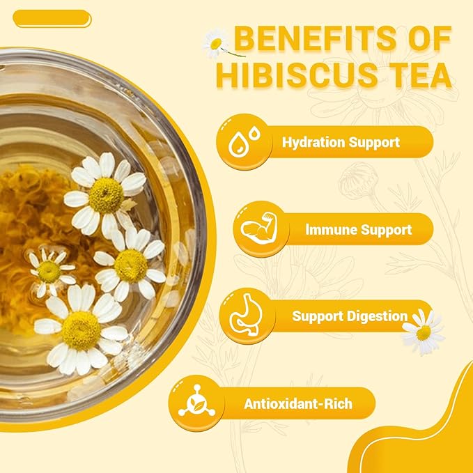 Chamomile Tea Bags, Chamomile Flower Herbal Tea with Sugar-Free, Caffeine-Free, 80 Teabags