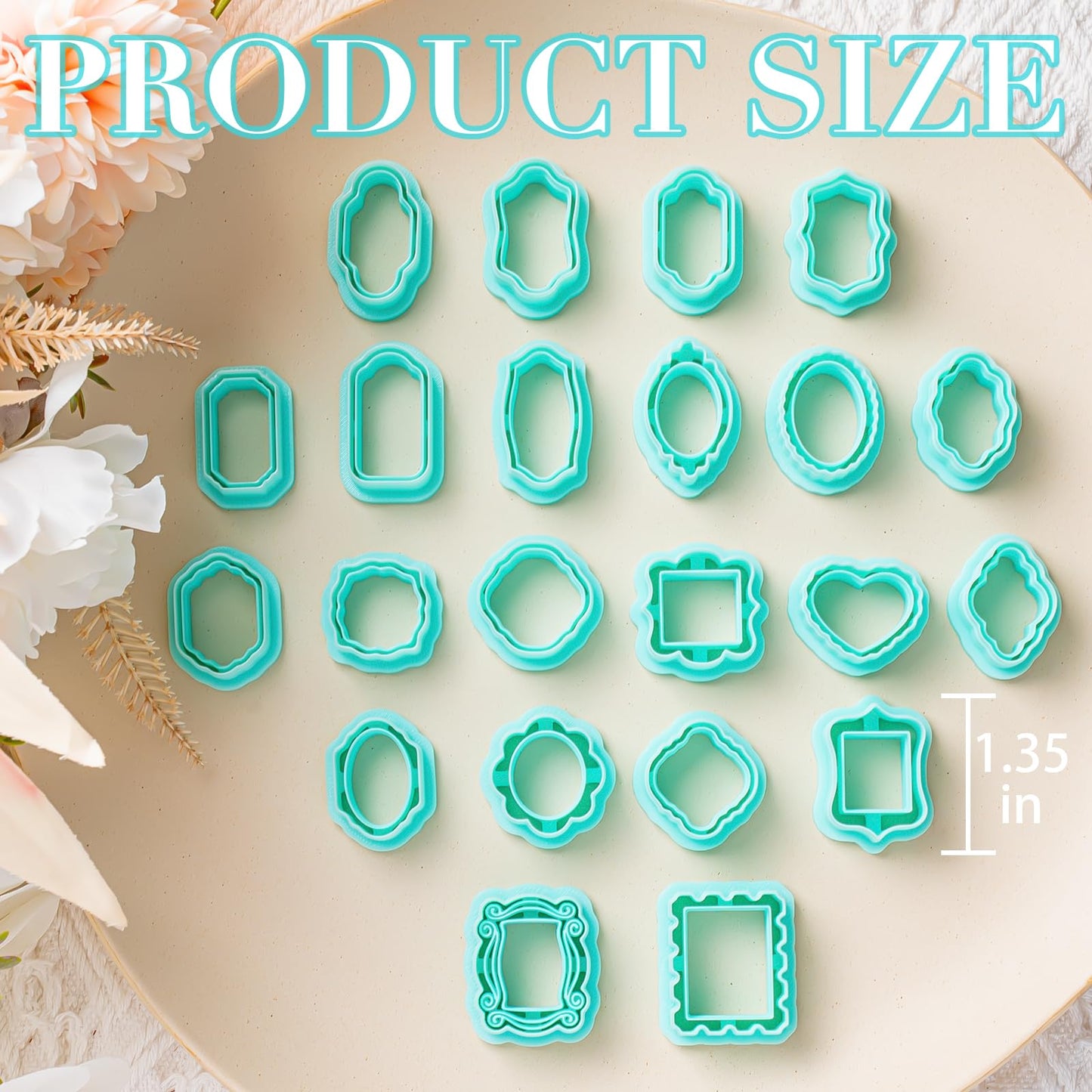TAINSKY Polymer Clay Cutters - 22 Shapes Frame Clay Cutters, Boho Polymer Clay Cutters for Earrings Jewelry Making, Window Clay Cutters for Polymer Clay Jewelry. (Style-A)