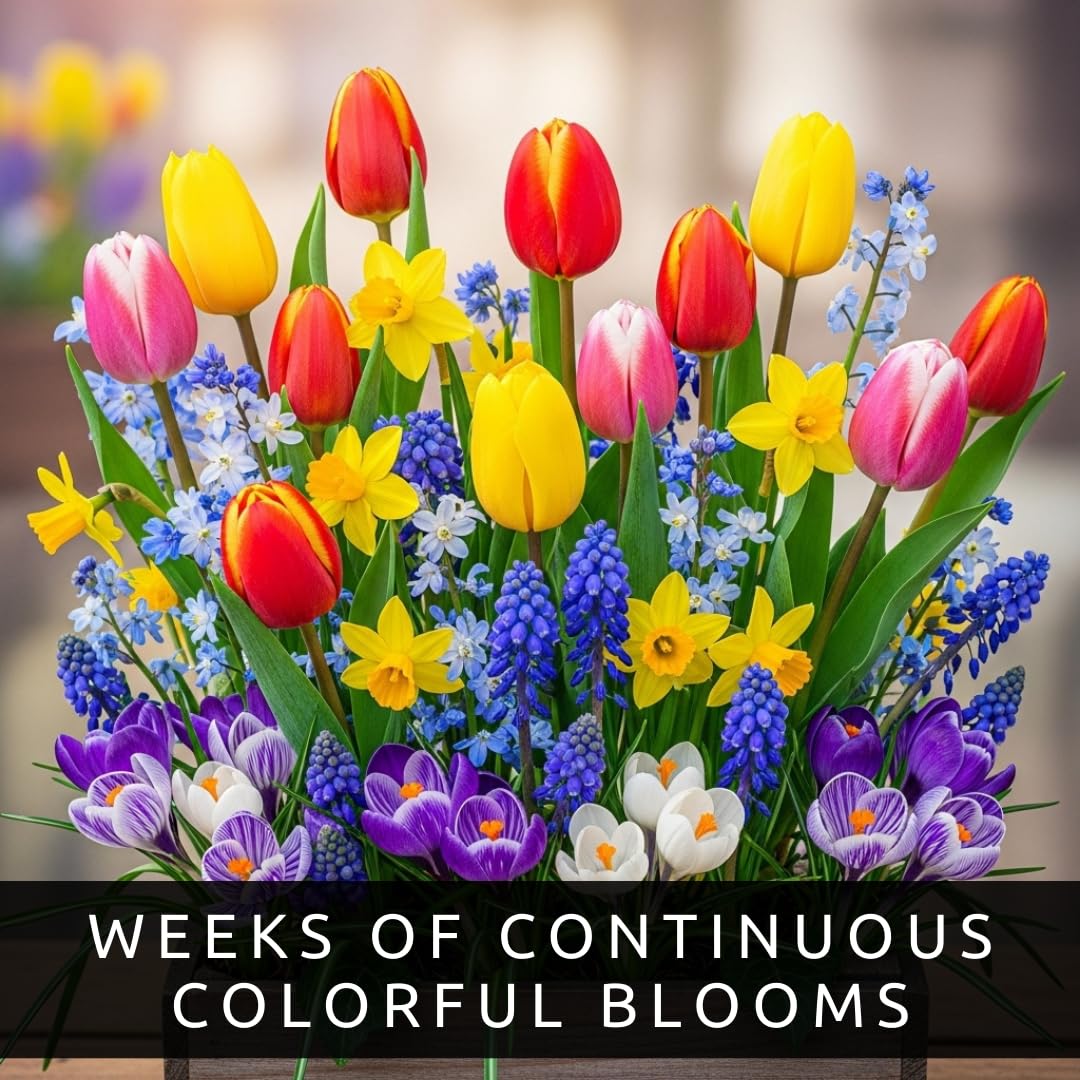 Complete Spring and Fall Flower Garden | 50 Fresh Bulbs | Bloom All Spring and Summer, Easy to Grow Flower Bulb, Indoor/Outdoor