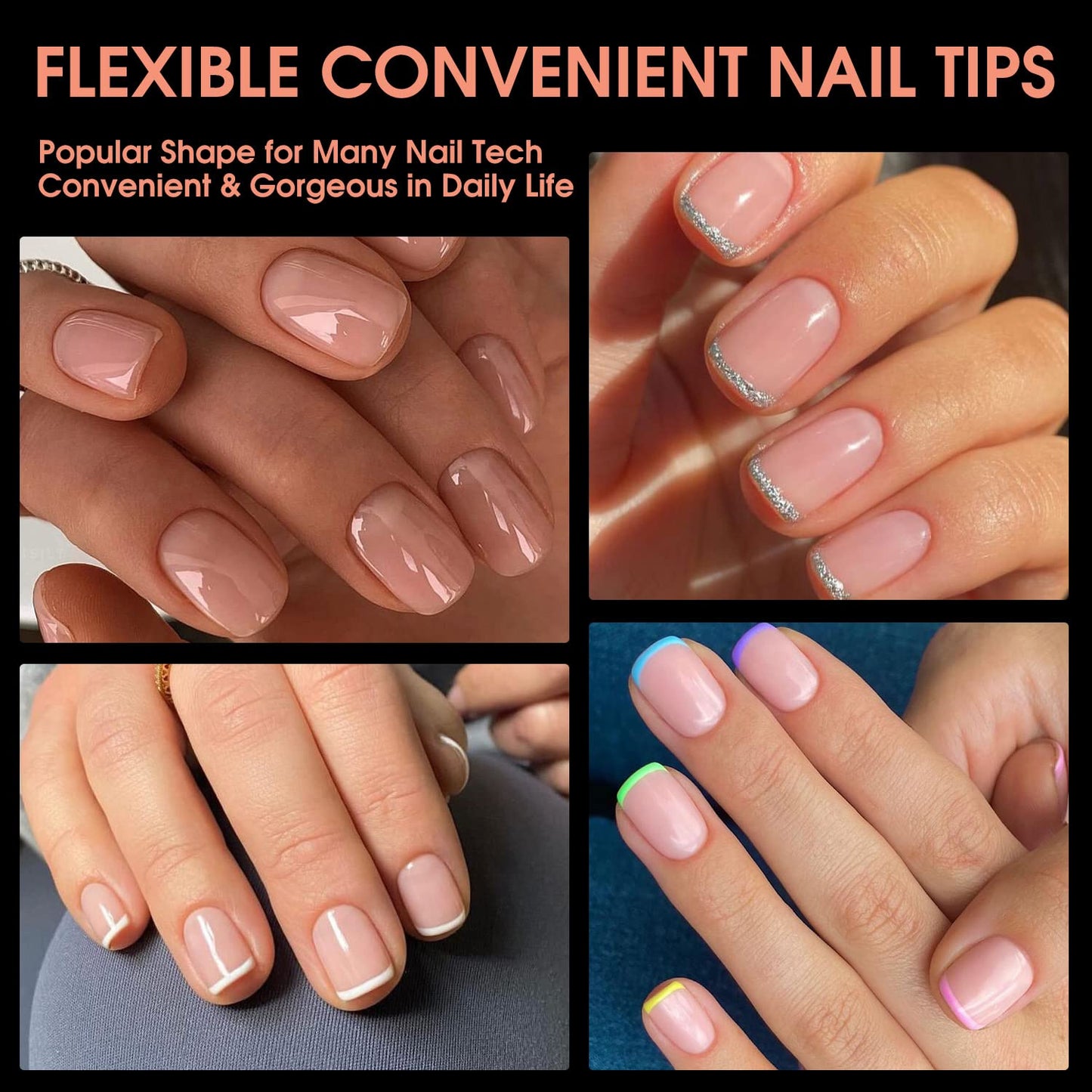 Short Square Soft Gel Nail Tips, BORNBYME 600 PCS Pre Buff Full Cover Shaped Nail Extenison Tips Half Matte Gel X Nail Tips Acrylic False Nail Tips