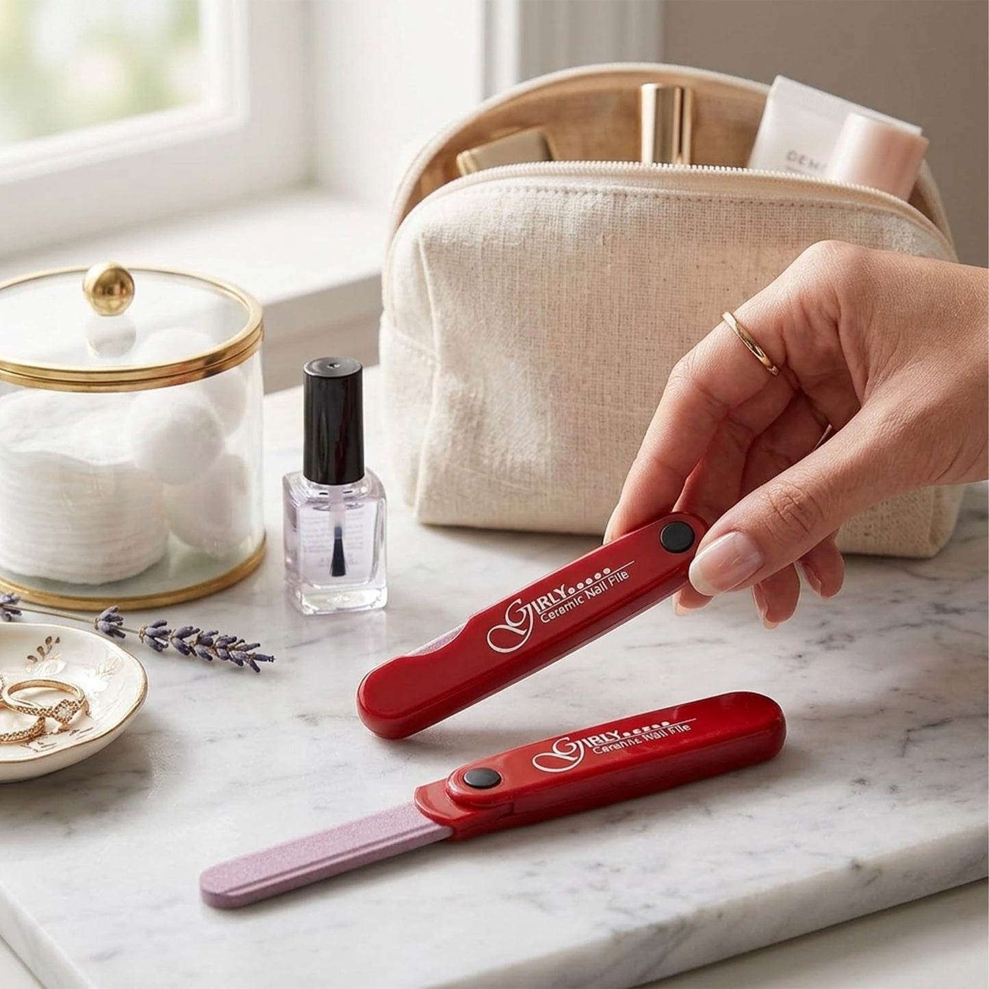 YNR Professional Nail File and Buffer Set with Emery Boards for Natural Nails - Mini Nail Files for Fingernails & Toenails - Durable Nail Buffer for Shaping, Smoothing. Shining & Gentle Buffing (Red)