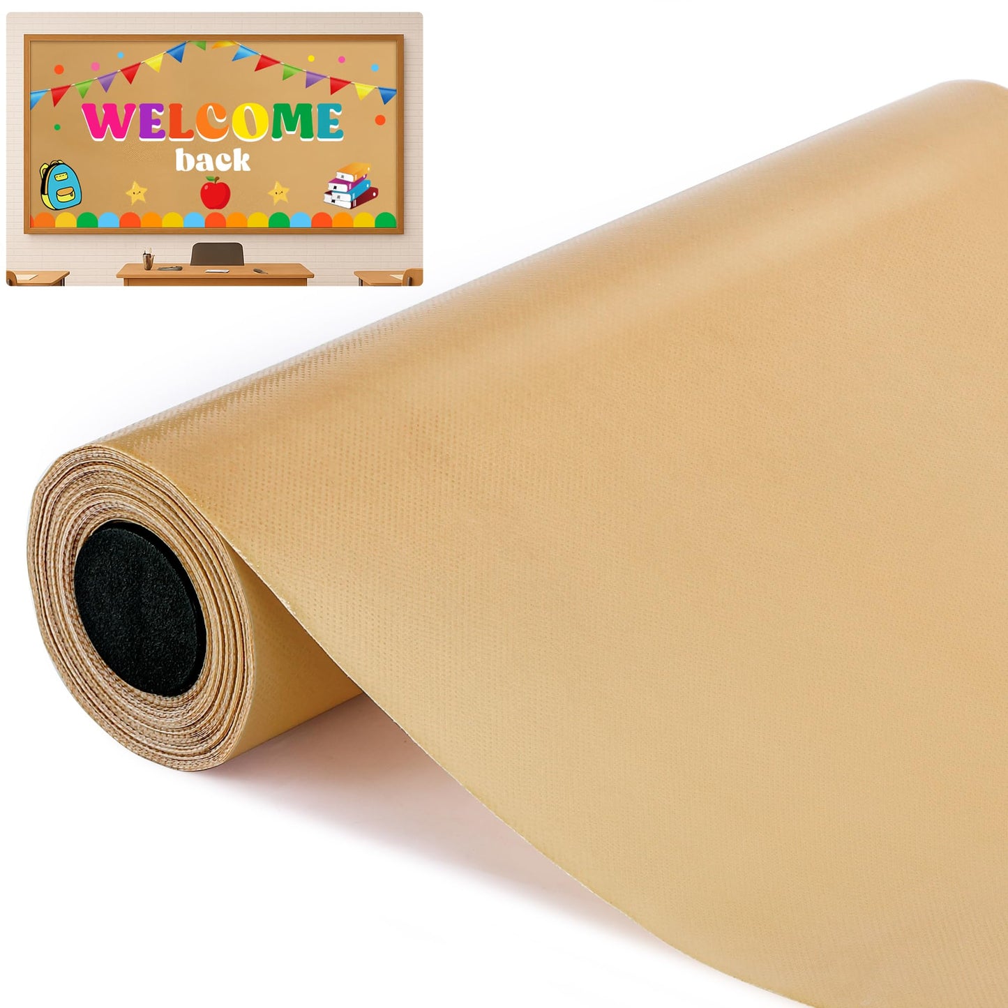 32.8ft x 15.7" Burlap Texture Bulletin Board Roll, Reusable Brown Non-Woven Bulletin Board Decor Border, Waterproof Erasable Burlap Classroom Poster Background for Back to School Wall Decor Wrap Craft