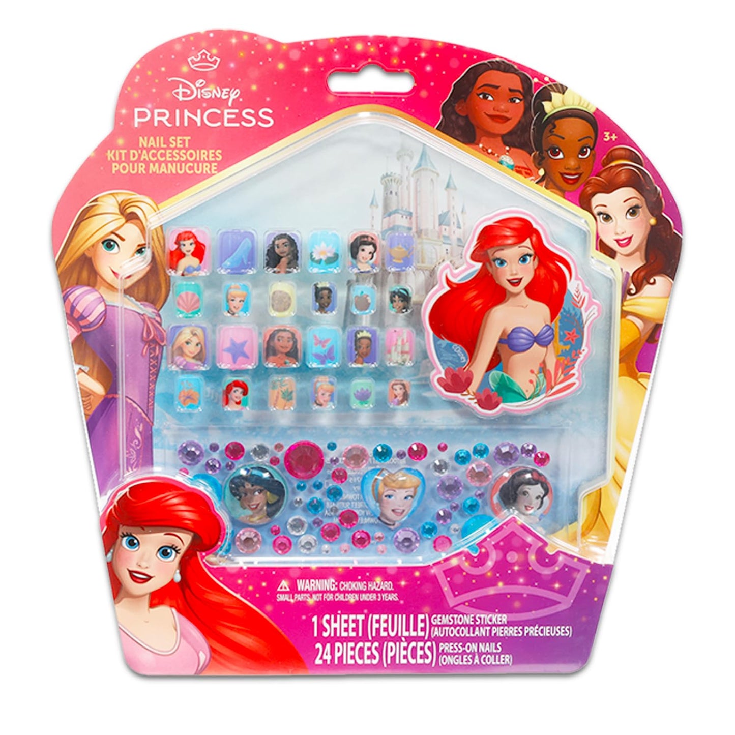 Disney Nail Art Stickers Set - Bundle 190+ Stick-On Nails and Stickers Featuring Disney Princesses, Moana, Minnie Mouse | Dress Up Accessories Kit