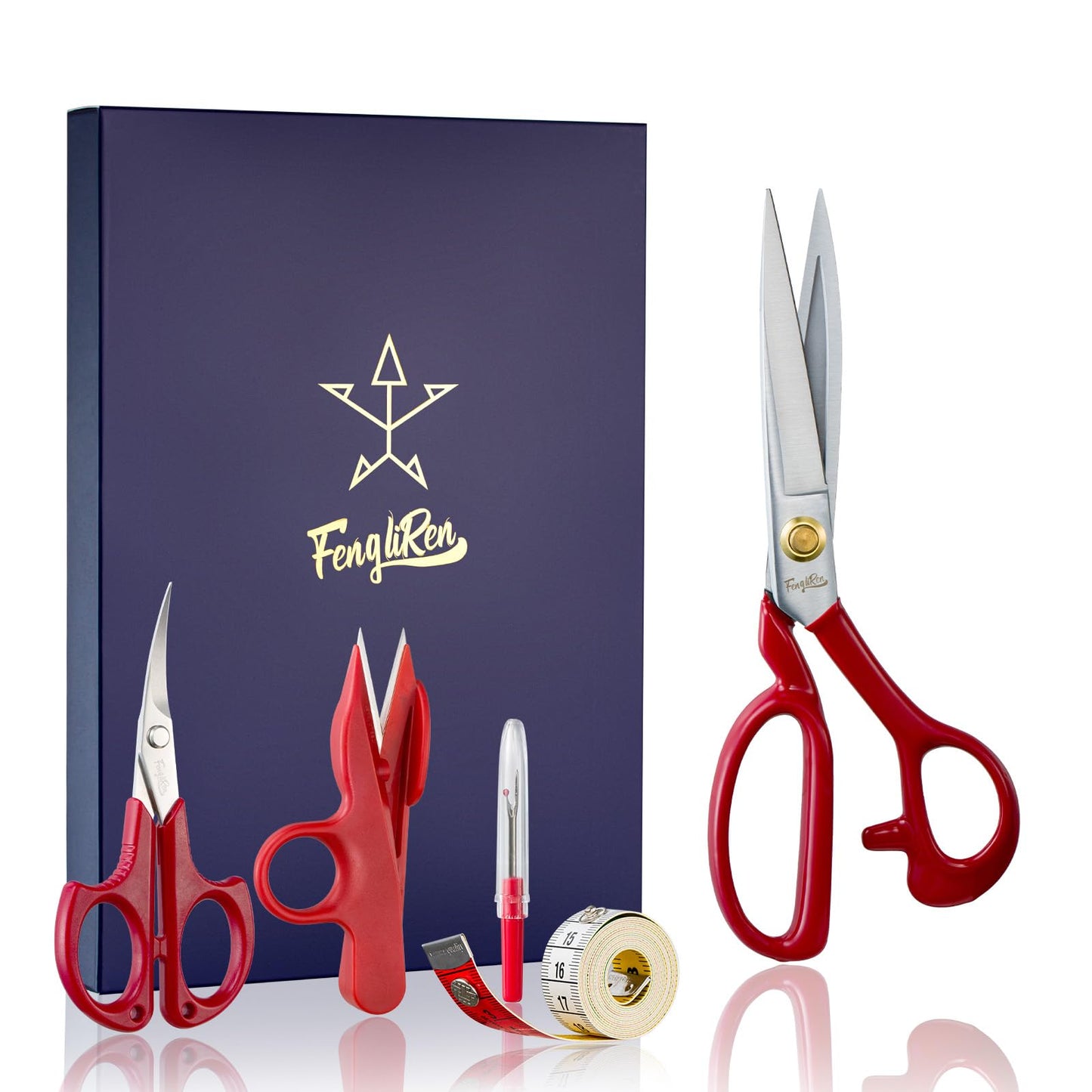 Fengliren Sewing Scissors Professional 9 inch Heavy Duty Fabric Shears for Tailoring Leather Cloth Red Industrial Strength High Carbon Steel Tailor Shears for Home Office Dressmakers