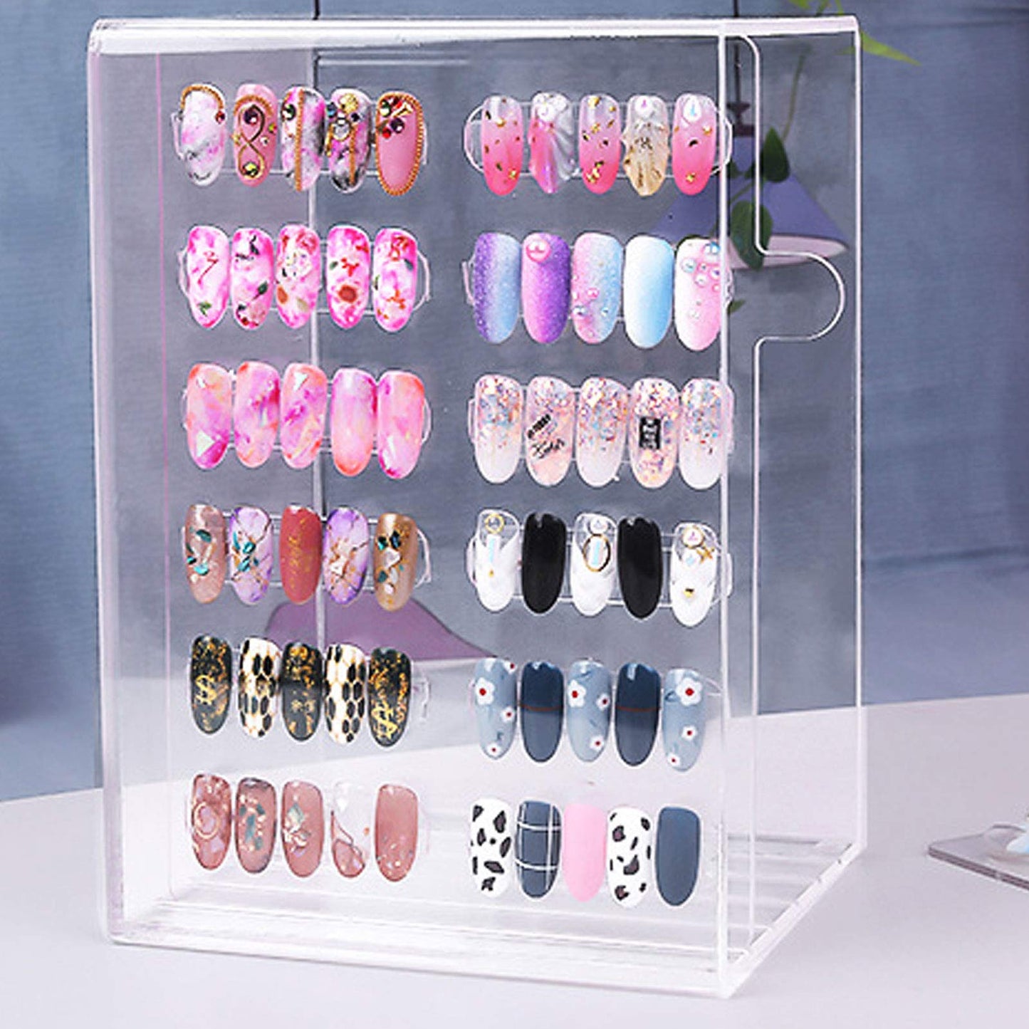 Nail Plate Display Stand, Anti-skid Easy To Disassemble Acrylic Panel Design Manicure Display Stand for Countertops for Cabinet for Decoration and