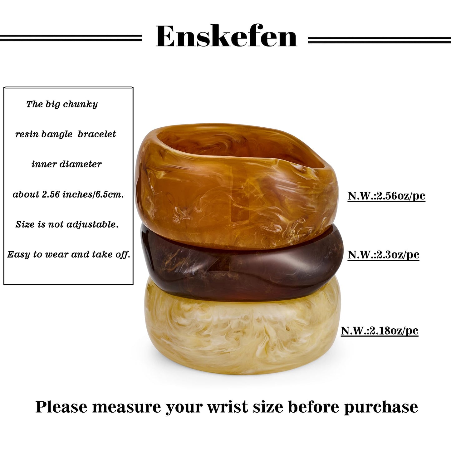 ENSKEFEN 3PCS Acrylic Resin Bangle Bracelet Set for Women Chunky Wide Beige Brown Geometric Irregular Acrylic Bracelets Vintage Statement Resin Bangles