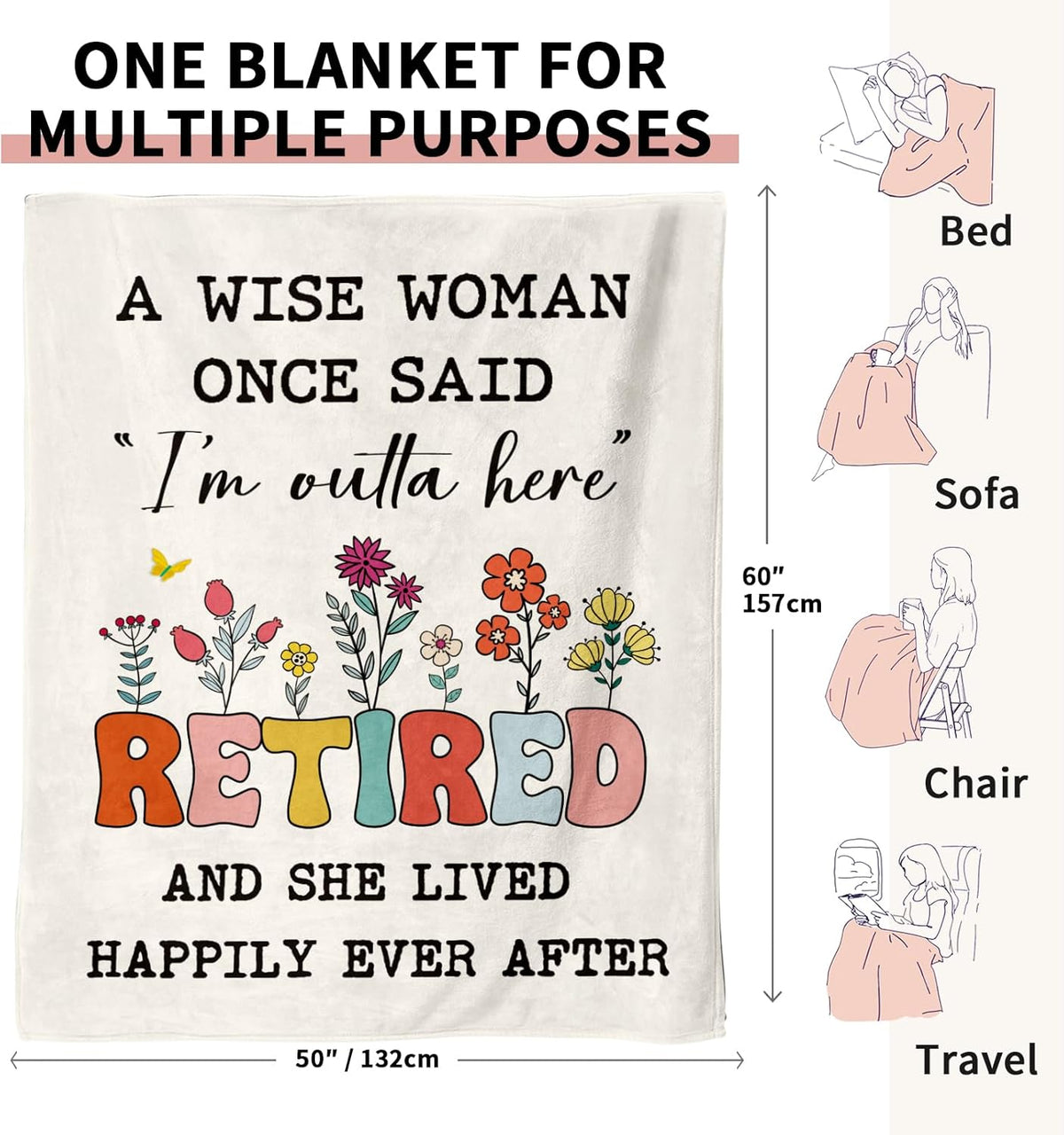Retirement Gift for Woman 2025, Soft Flannel Retirement Blankets for Women, Best Retired Gifts for Women, Funny Retirement Gifts for Teacher Coworker Friend Nurse Boss Famale