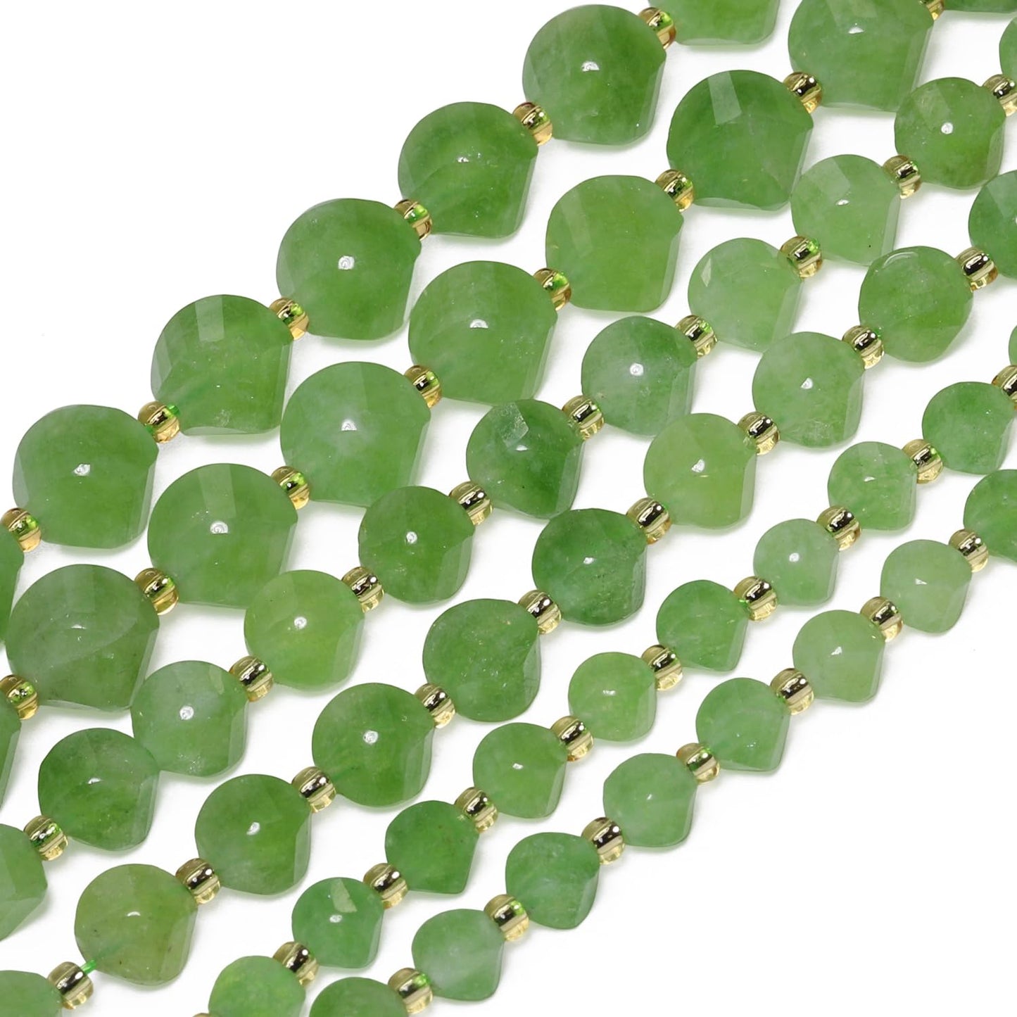 Yochus 42pcs Natural Green Jade Stone Beads for Bracelet，2strands 6mm Facted Twist Loose Gemstone Beads for Jewelry Making DIY Craft Necklace Earring