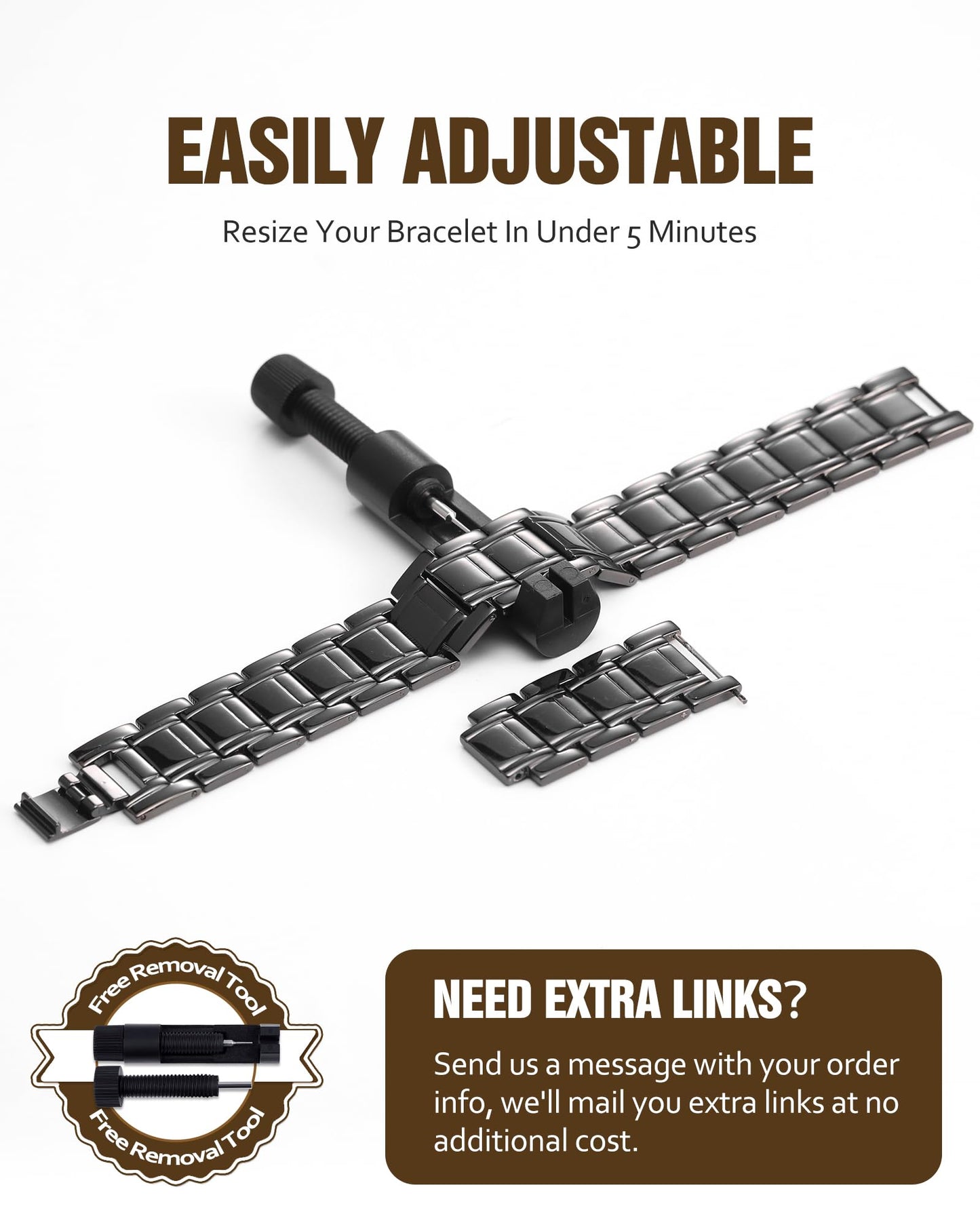 Jecanori 3X Strength Copper Magnetic Bracelet for Men,Pure Copper Bracelet With Ring Included Adjustable Sizing Tool