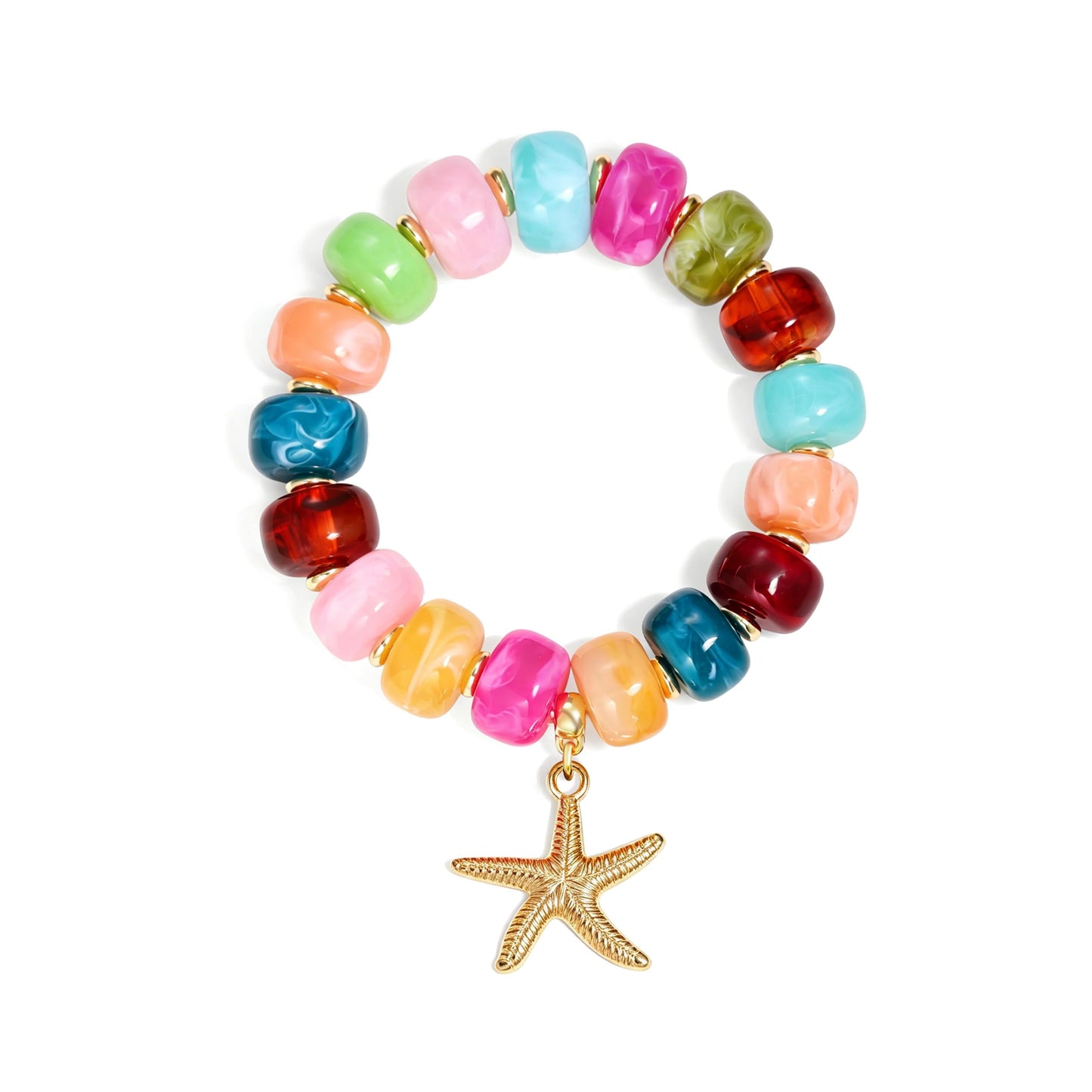 Coprall Colorful Beaded Bracelets Boho Jewelry for Women Multicolor Resin Chunky Bracelet Summer Vacation Outfits Beach Gifts(Starfish)
